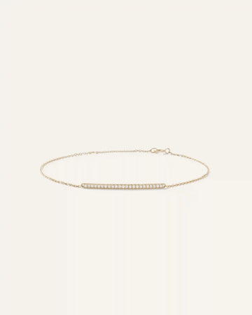 14K Gold Pave Diamond Bar Bracelet