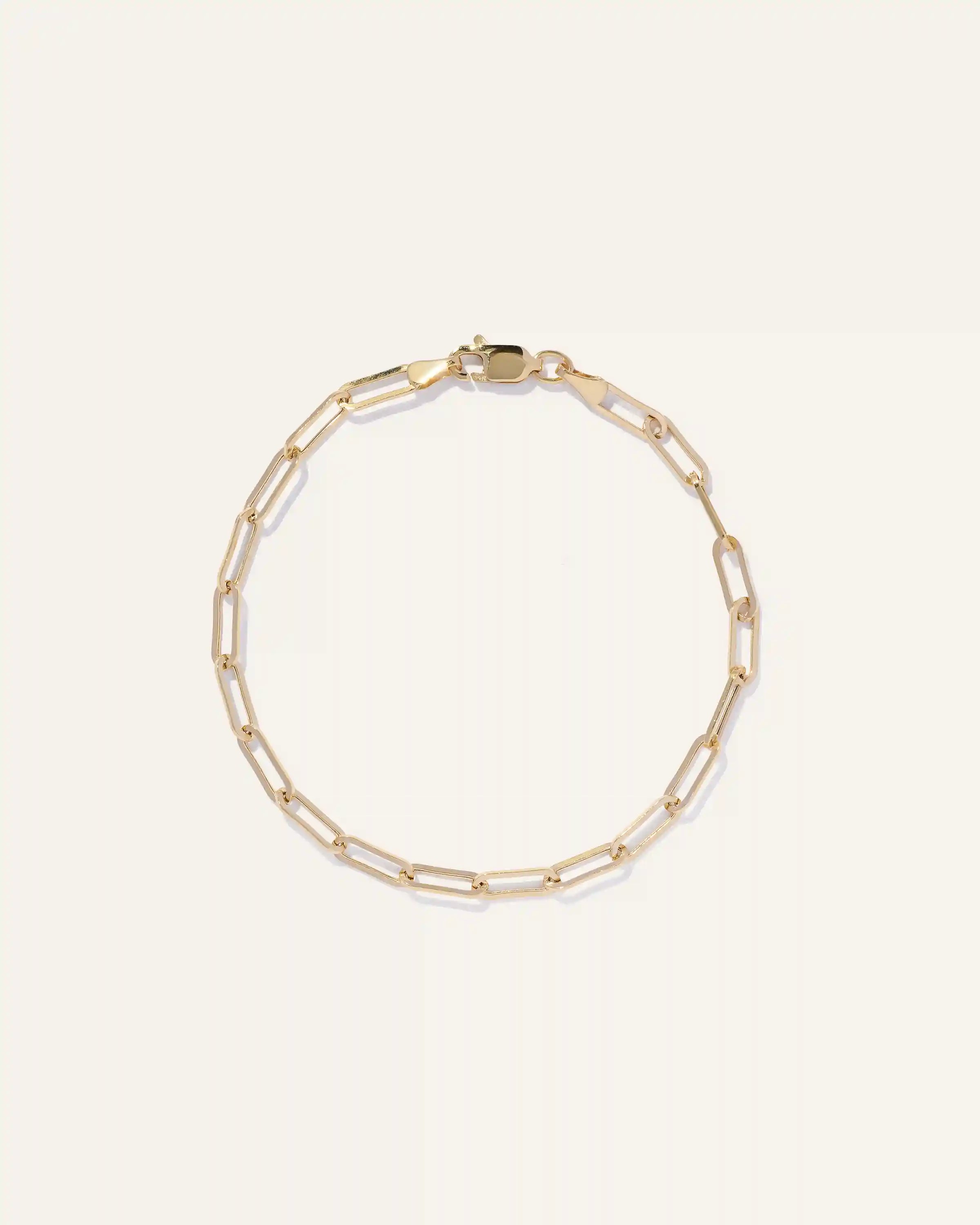 14K Gold Paperclip Chain Bracelet