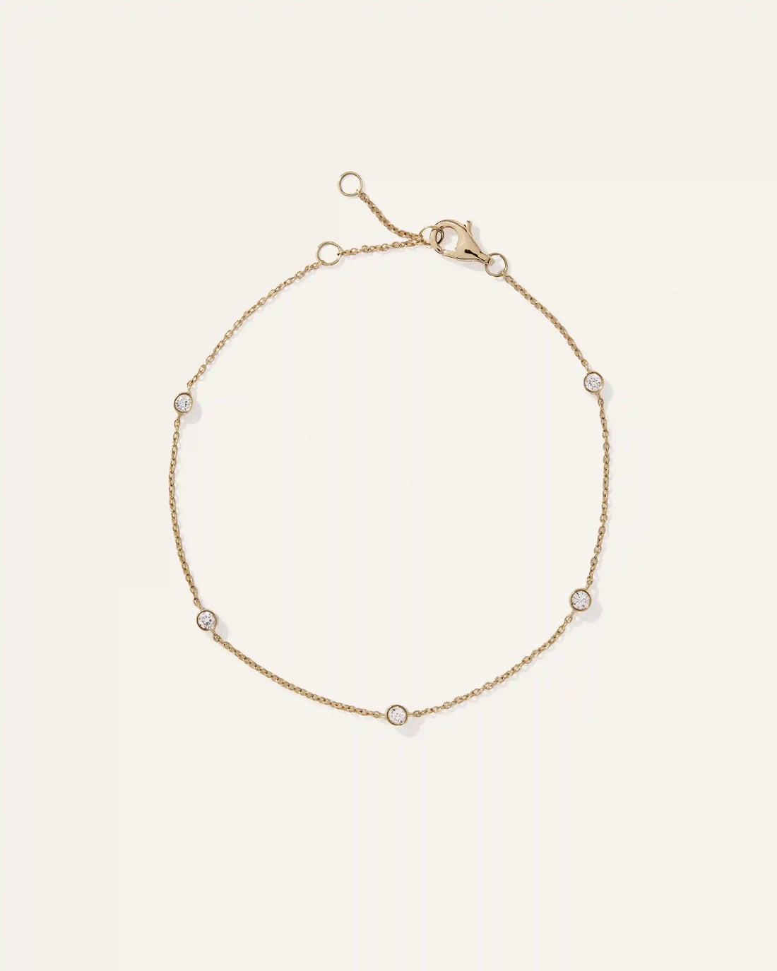 14K Gold Diamond Bezel Station Bracelet