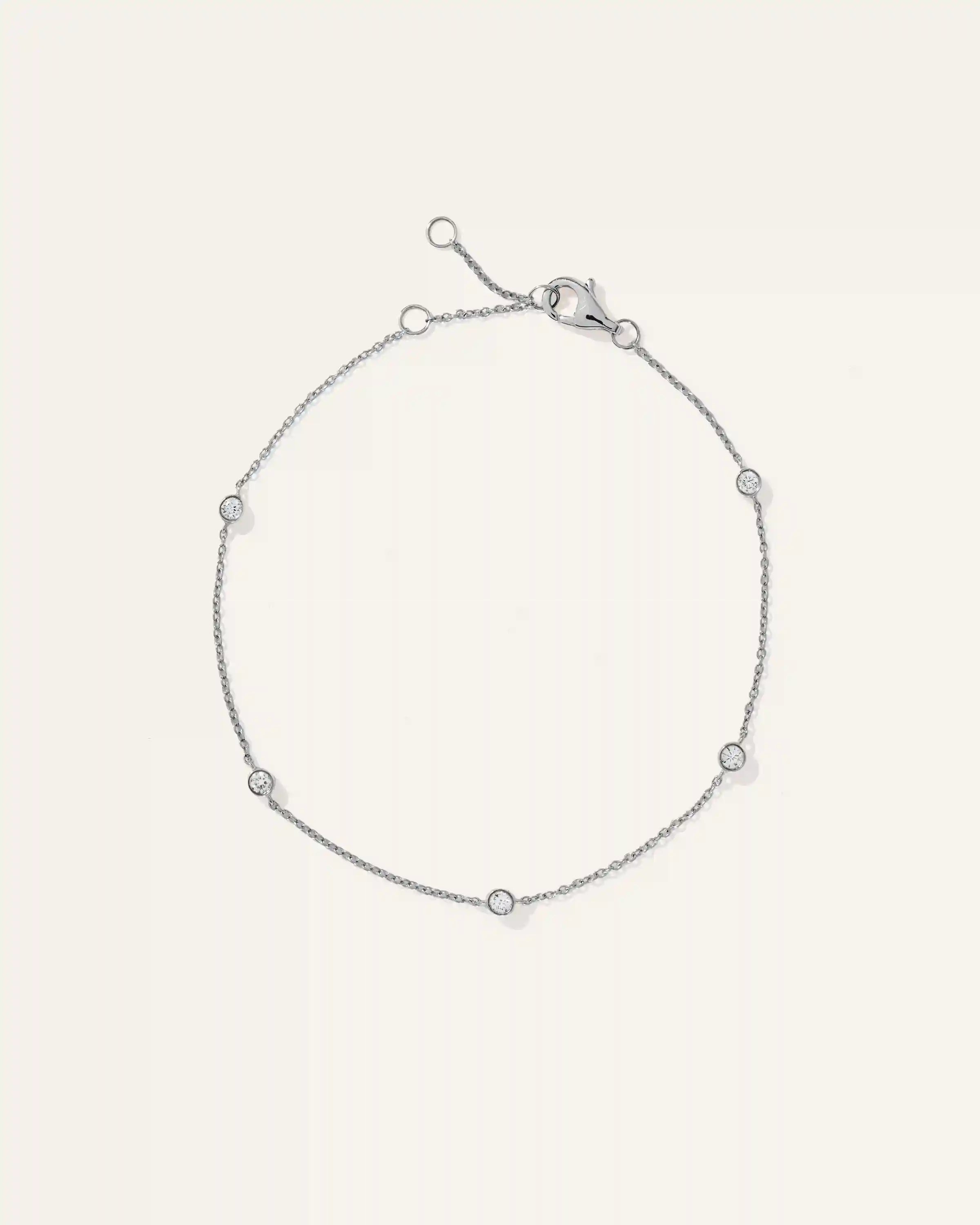 14K Gold Diamond Bezel Station Bracelet