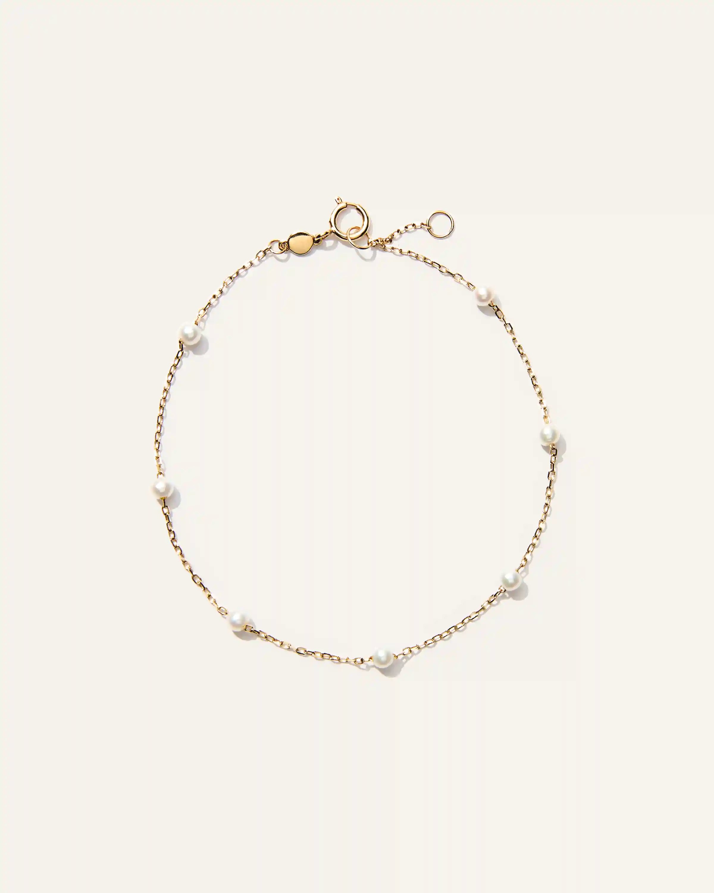 14K Gold Gemstone Station Stackable Bracelet