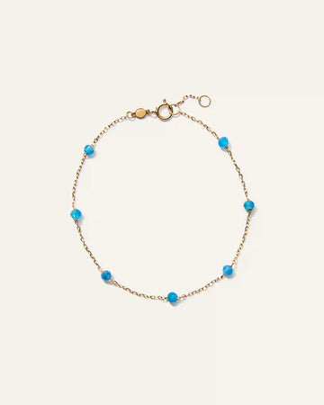 14K Gold Gemstone Station Stackable Bracelet
