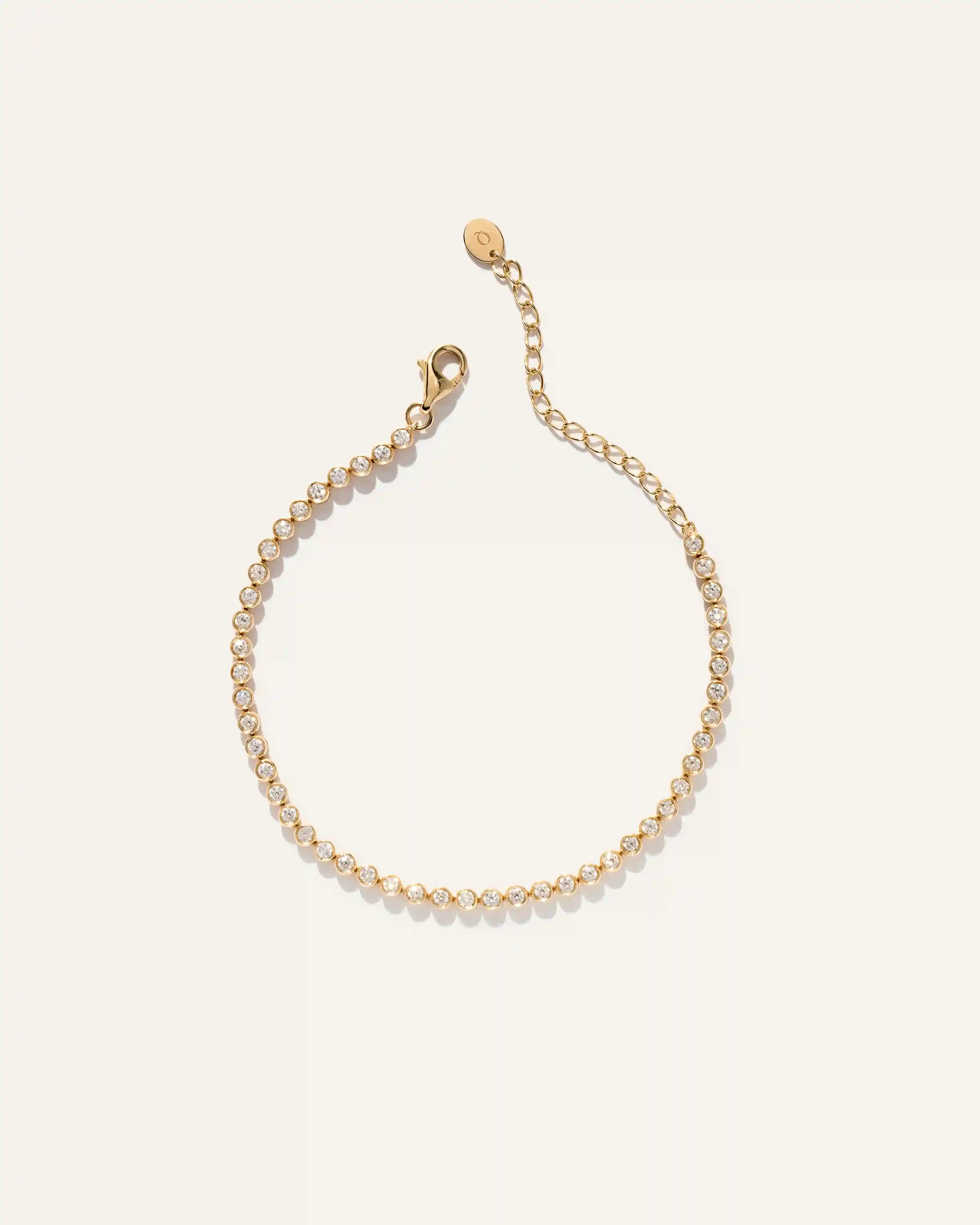 14K Gold Diamond Petite Bezel Tennis Bracelet - 1ctw