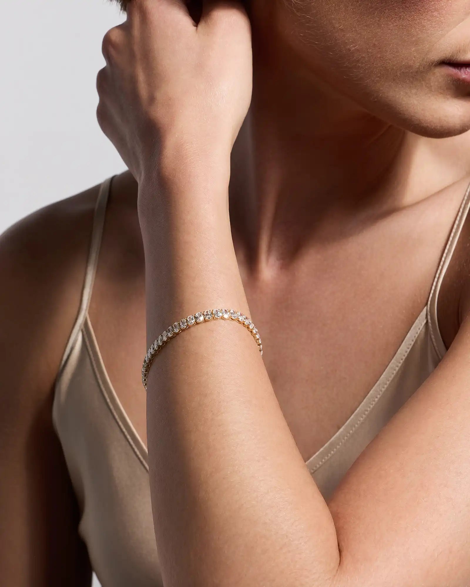 14K Gold Lab Grown Diamond North-South Oval Tennis Bracelet - 10ctw