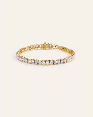 14K Gold Lab Grown Diamond North-South Oval Tennis Bracelet - 10ctw