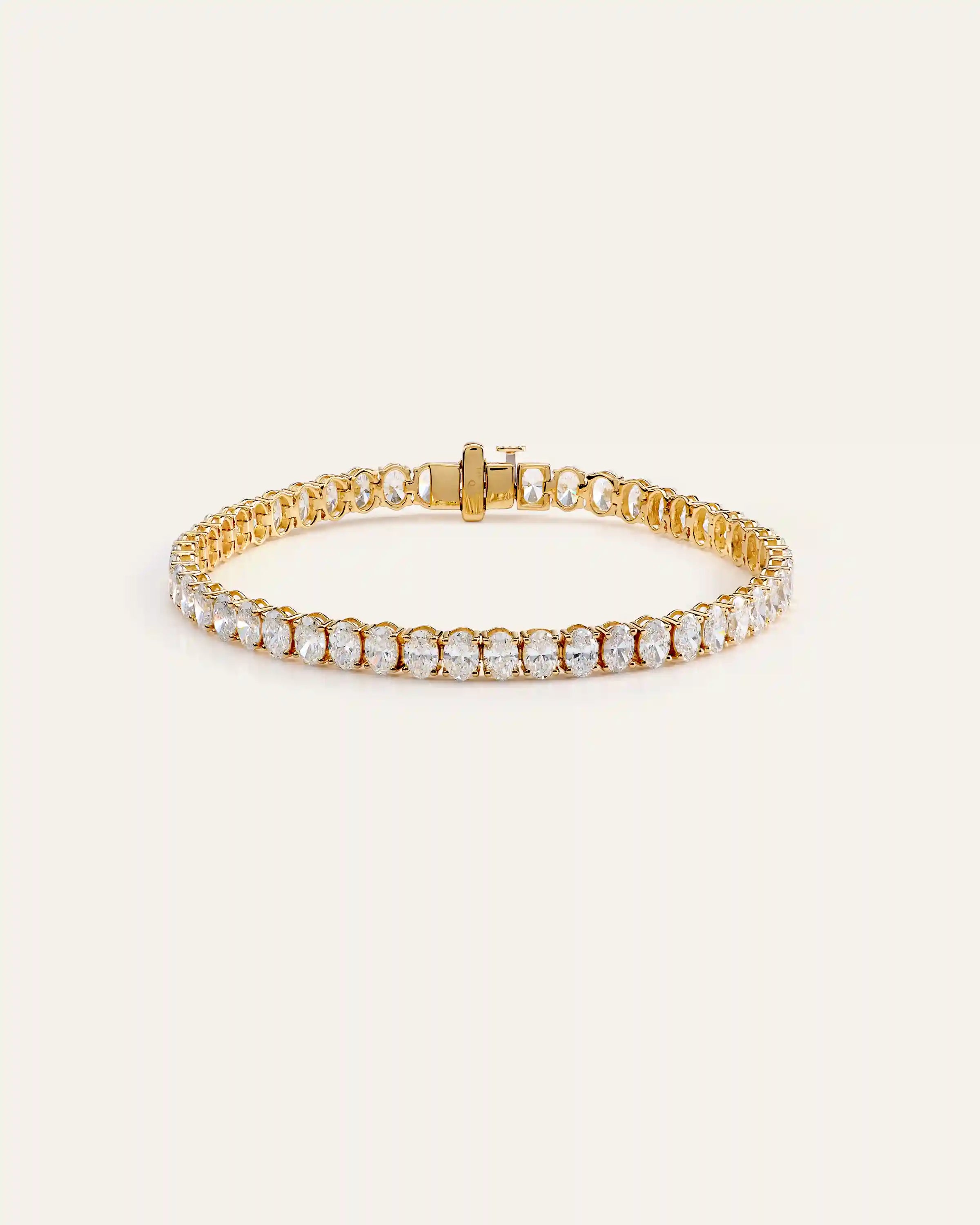 14K Gold Lab Grown Diamond North-South Oval Tennis Bracelet - 10ctw