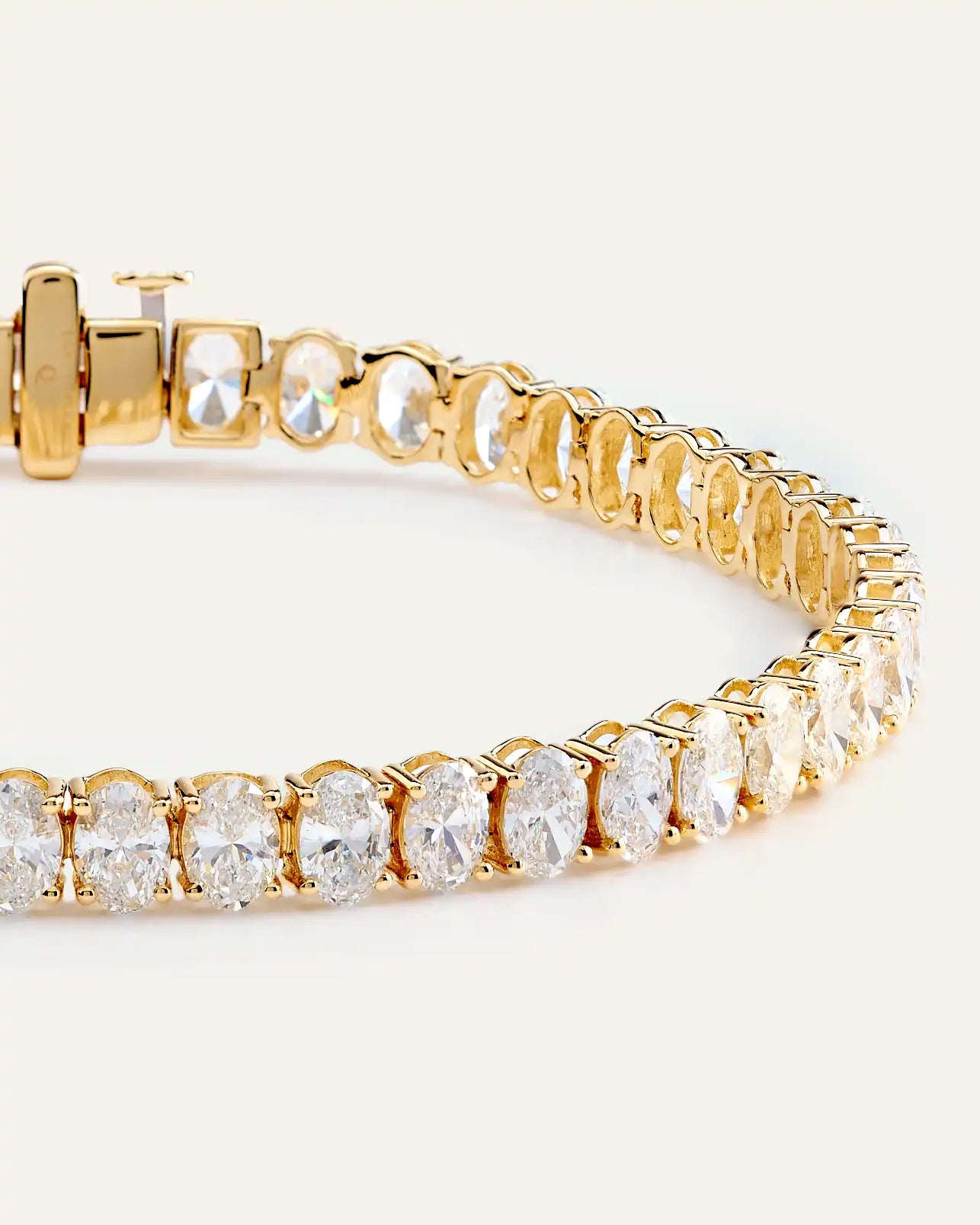 14K Gold Lab Grown Diamond North-South Oval Tennis Bracelet - 10ctw