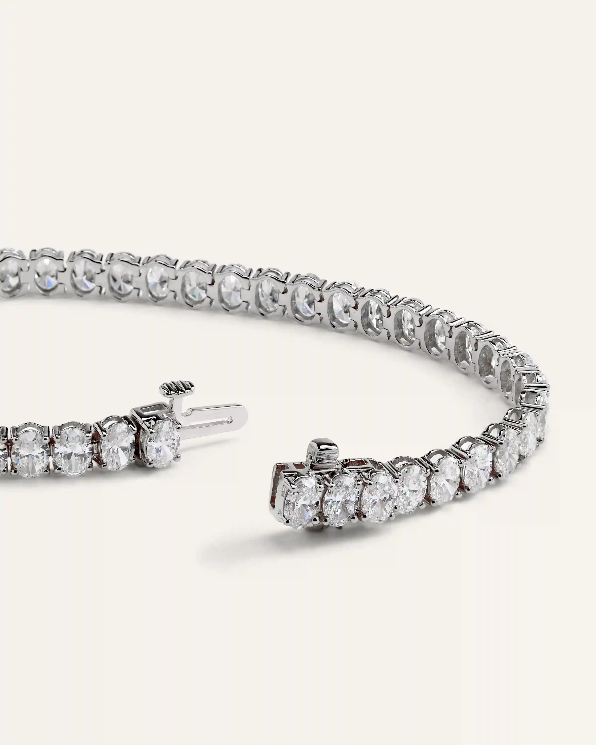 14K Gold Lab Grown Diamond North-South Oval Tennis Bracelet - 10ctw