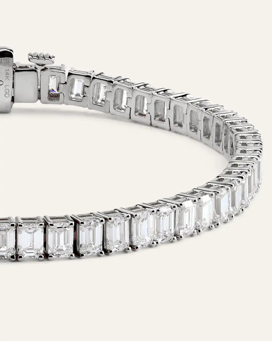 14K Gold Lab Grown Diamond North-South Emerald Tennis Bracelet - 10ctw