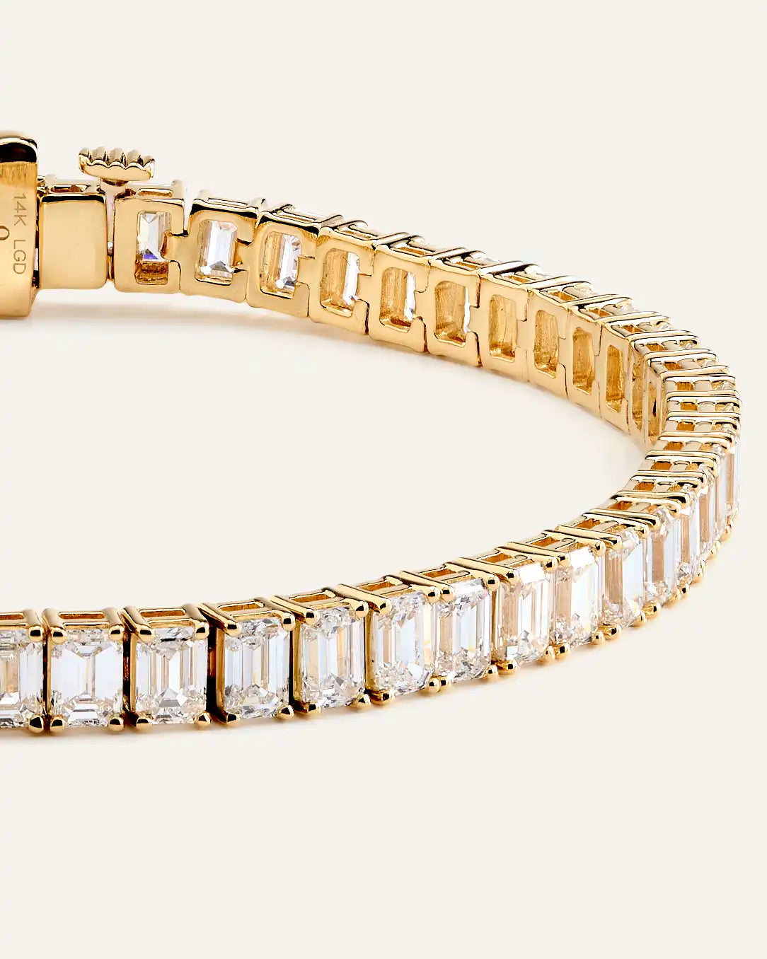 14K Gold Lab Grown Diamond North-South Emerald Tennis Bracelet - 10ctw