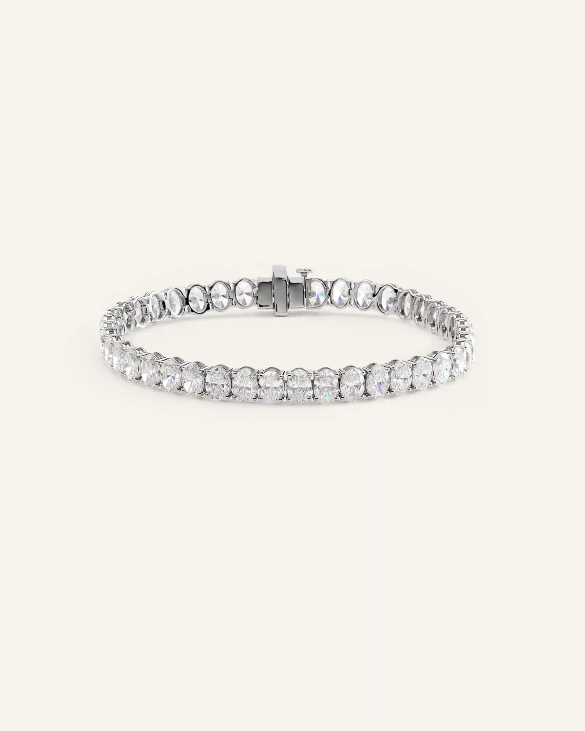 14K Gold Lab Grown Diamond North-South Oval Tennis Bracelet - 15ctw