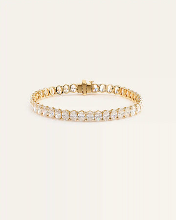 14K Gold Lab Grown Diamond North-South Oval Tennis Bracelet - 15ctw