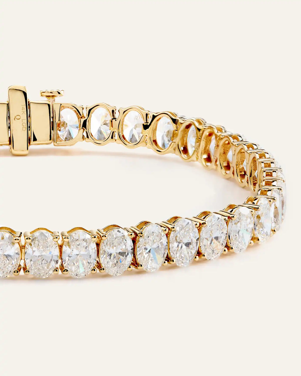 14K Gold Lab Grown Diamond North-South Oval Tennis Bracelet - 15ctw