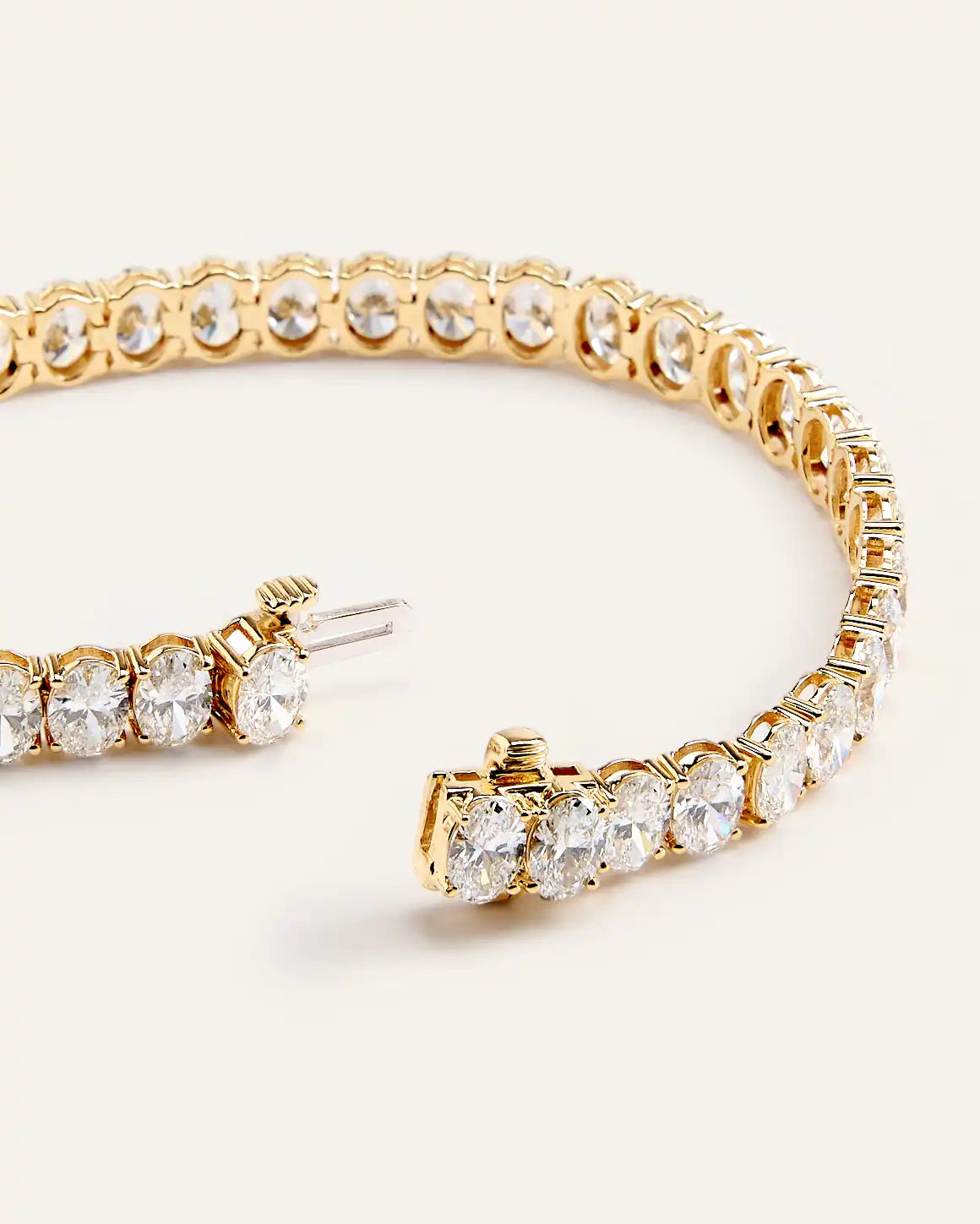 14K Gold Lab Grown Diamond North-South Oval Tennis Bracelet - 15ctw