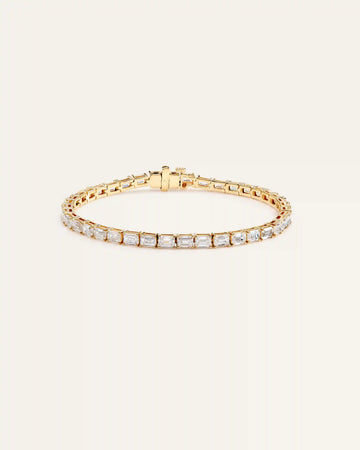 14K Gold Lab Grown Diamond East-West Emerald Tennis Bracelet - 10ctw