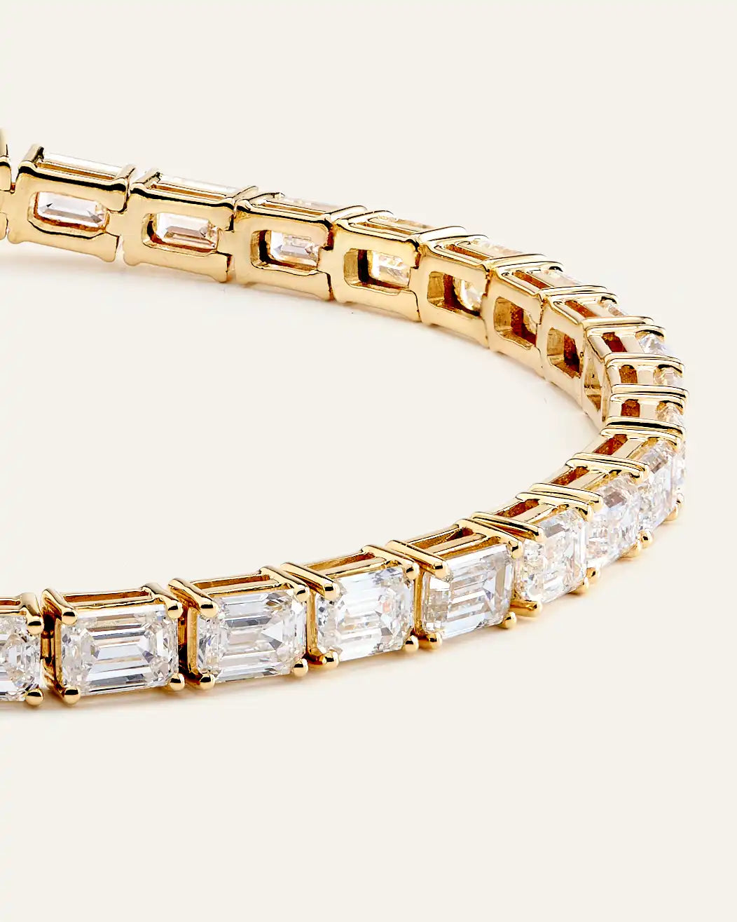 14K Gold Lab Grown Diamond East-West Emerald Tennis Bracelet - 10ctw