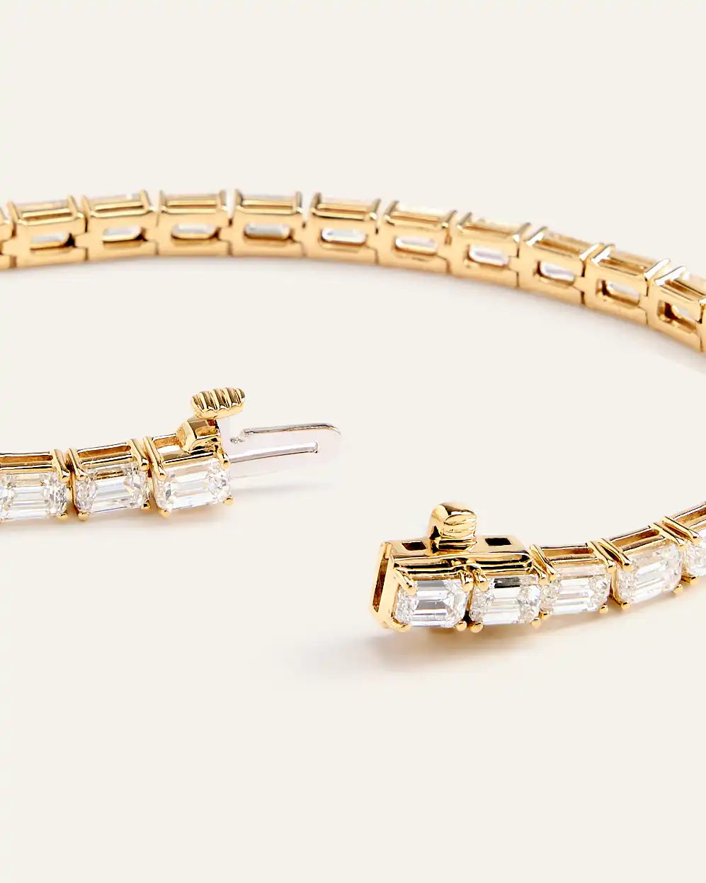 14K Gold Lab Grown Diamond East-West Emerald Tennis Bracelet - 10ctw