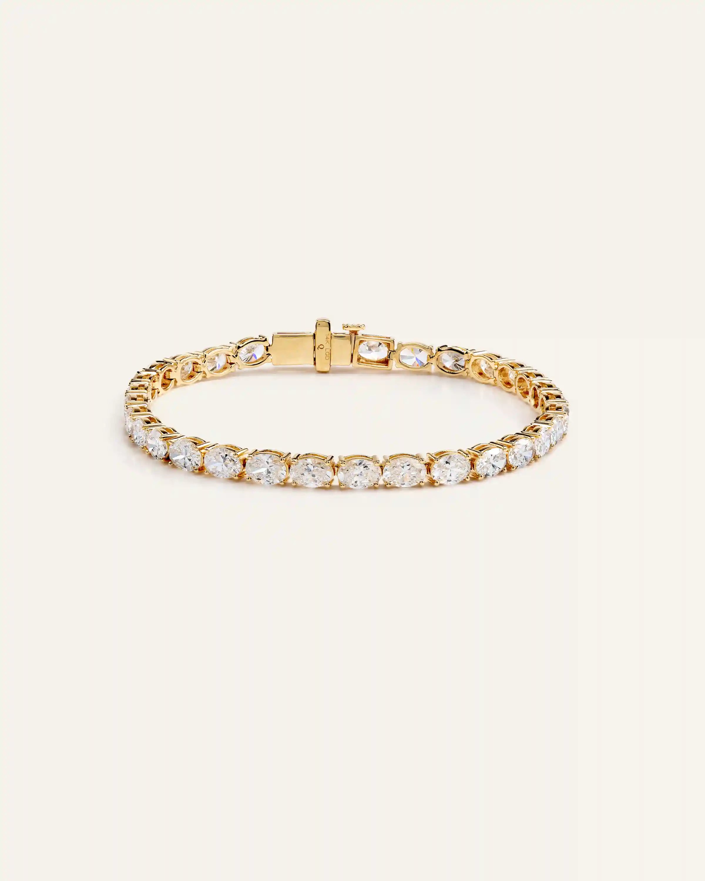 14K Gold Lab Grown Diamond East-West Oval Tennis Bracelet - 10ctw