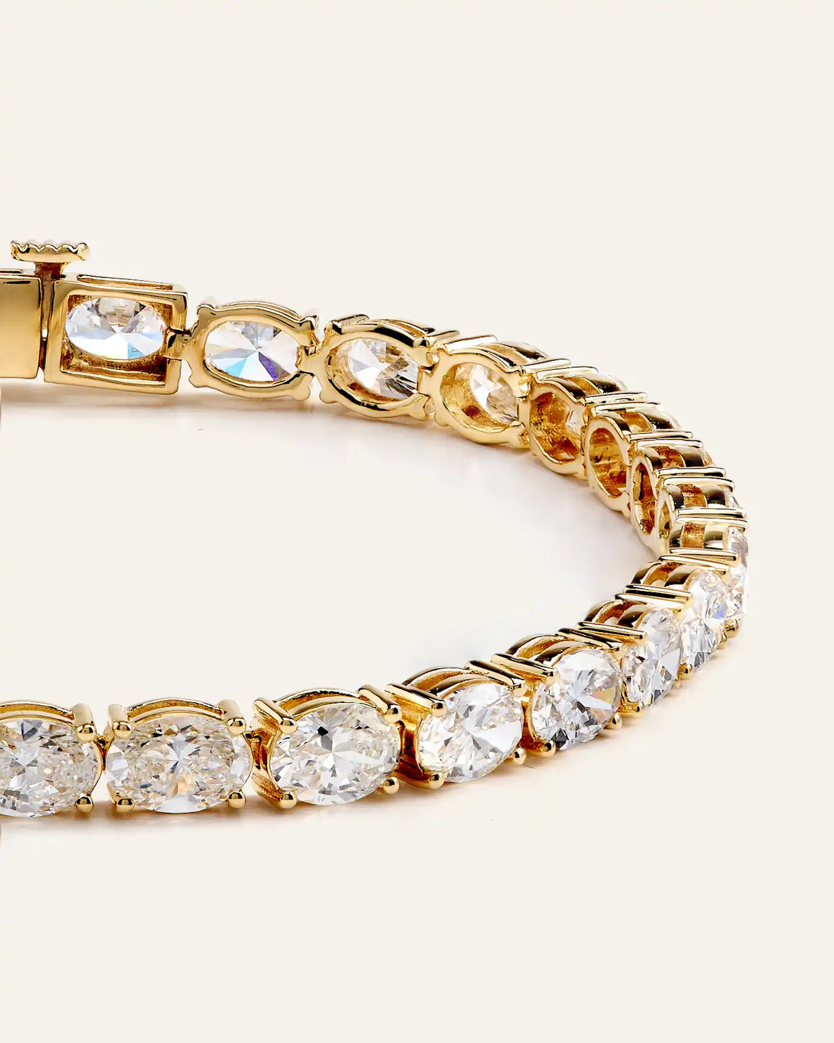 14K Gold Lab Grown Diamond East-West Oval Tennis Bracelet - 10ctw
