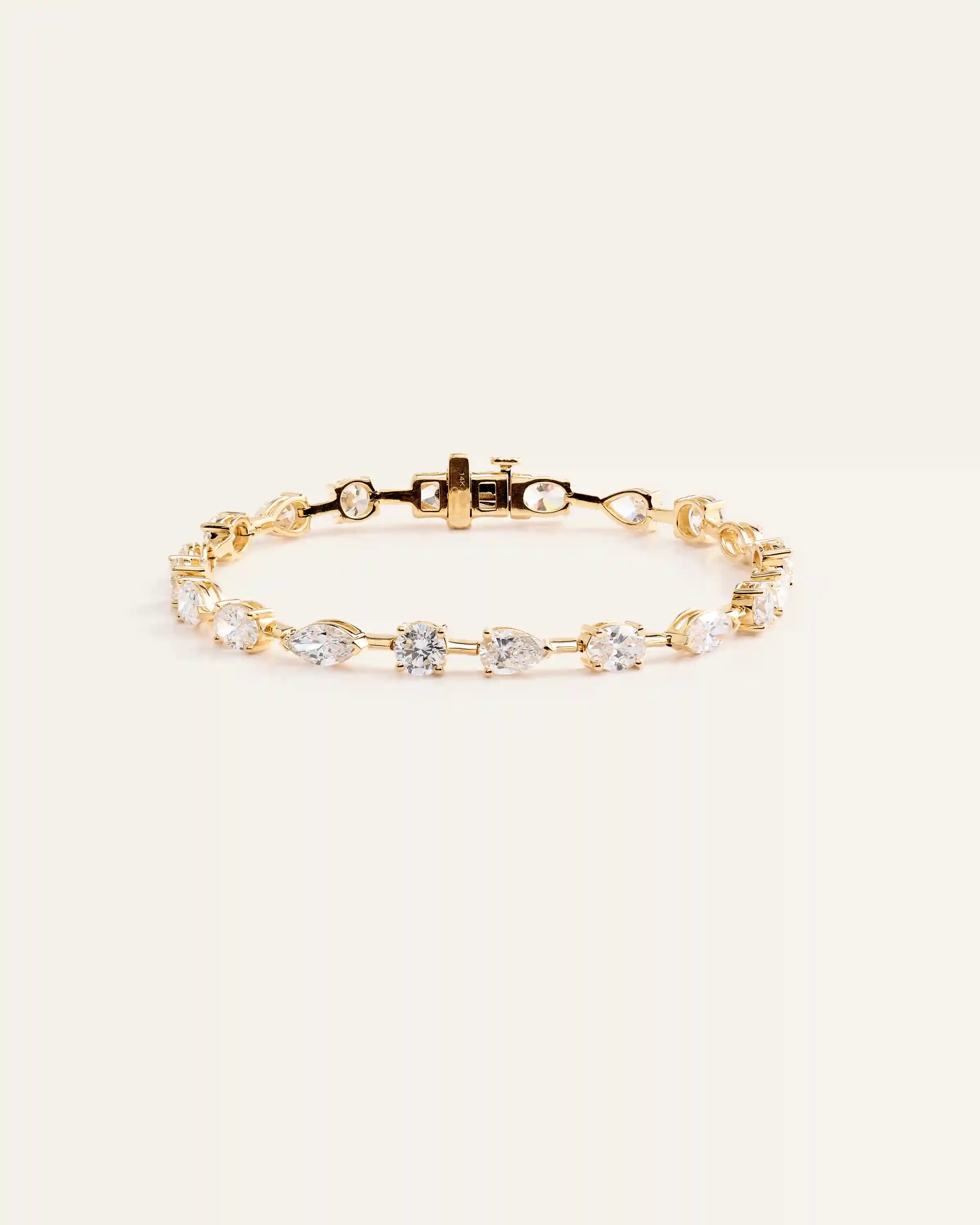 14K Gold Lab Grown Diamond Mixed Shape Tennis Bracelet