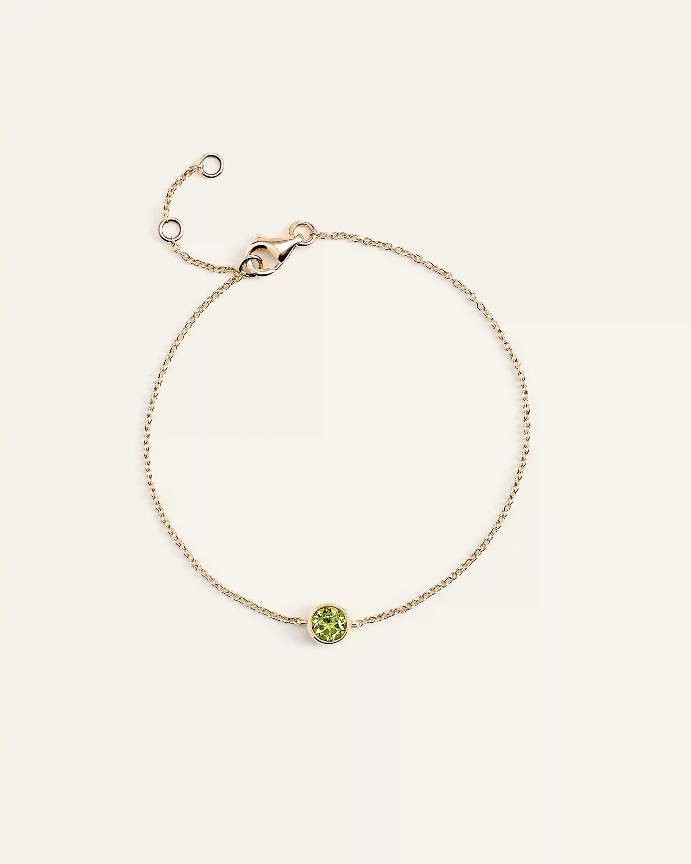 14K Gold Birthstone Solitaire Bezel Bracelet