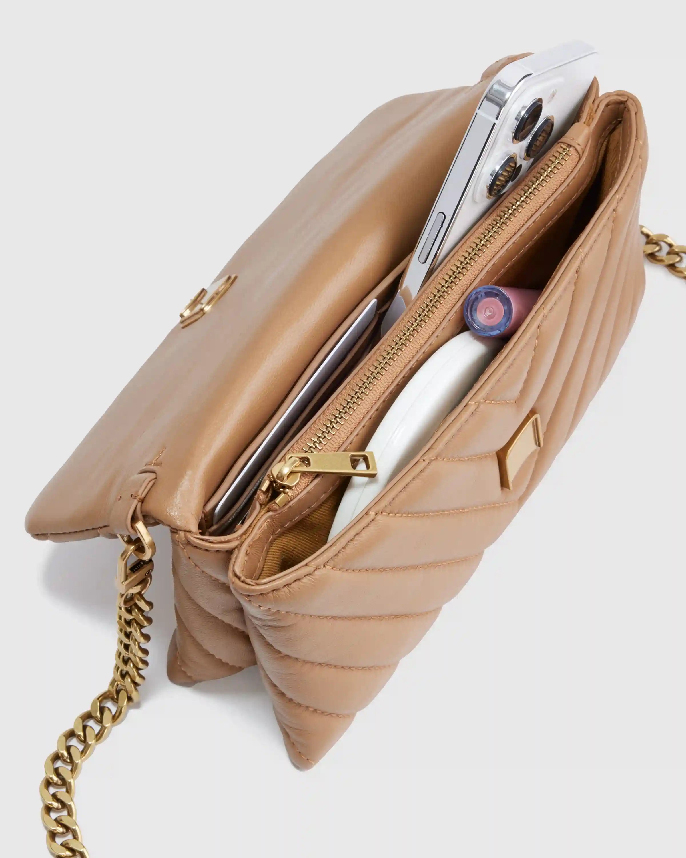 Italian Leather Quilted Wallet Crossbody