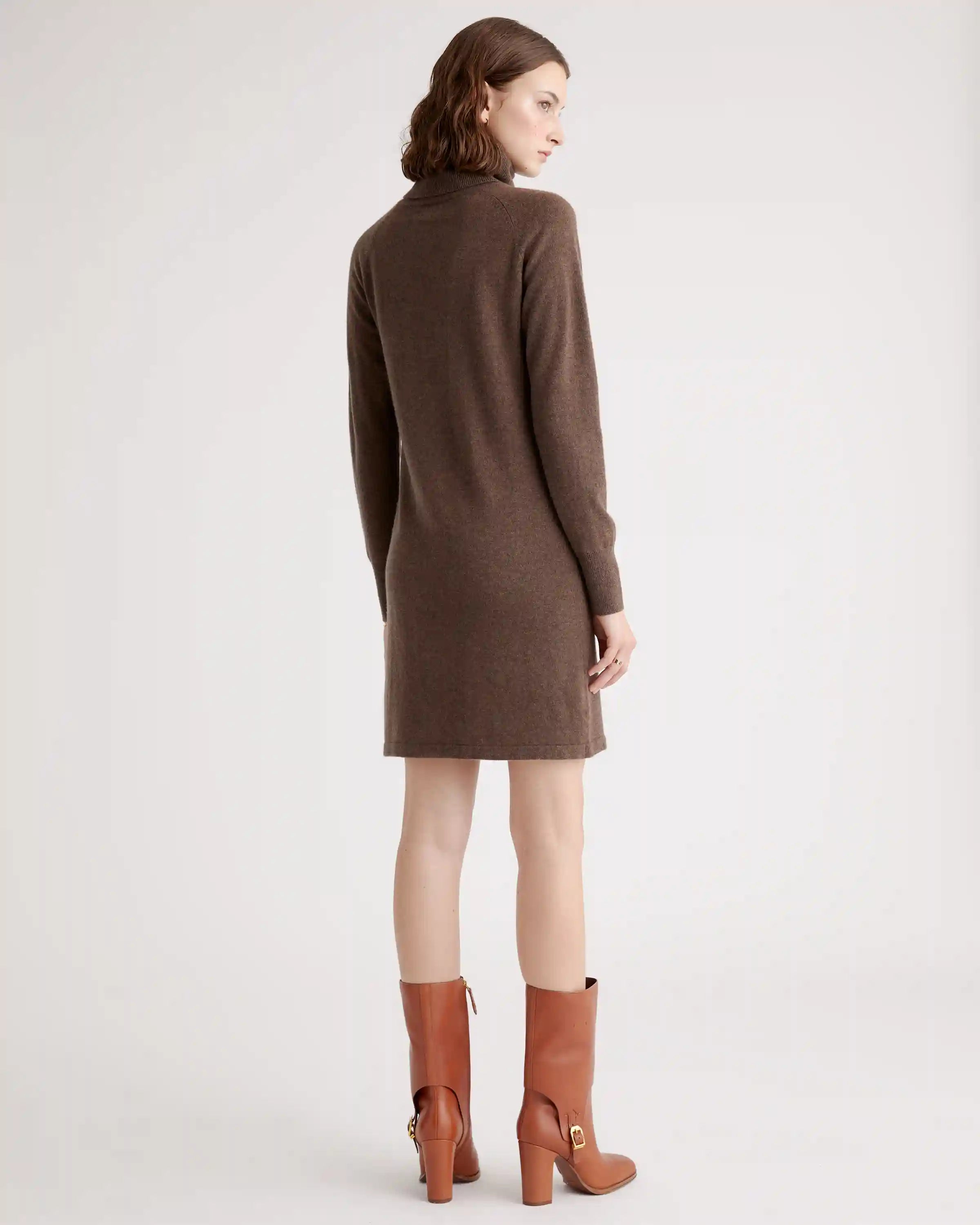 Mongolian Spring Cashmere Turtleneck Sweater Dress
