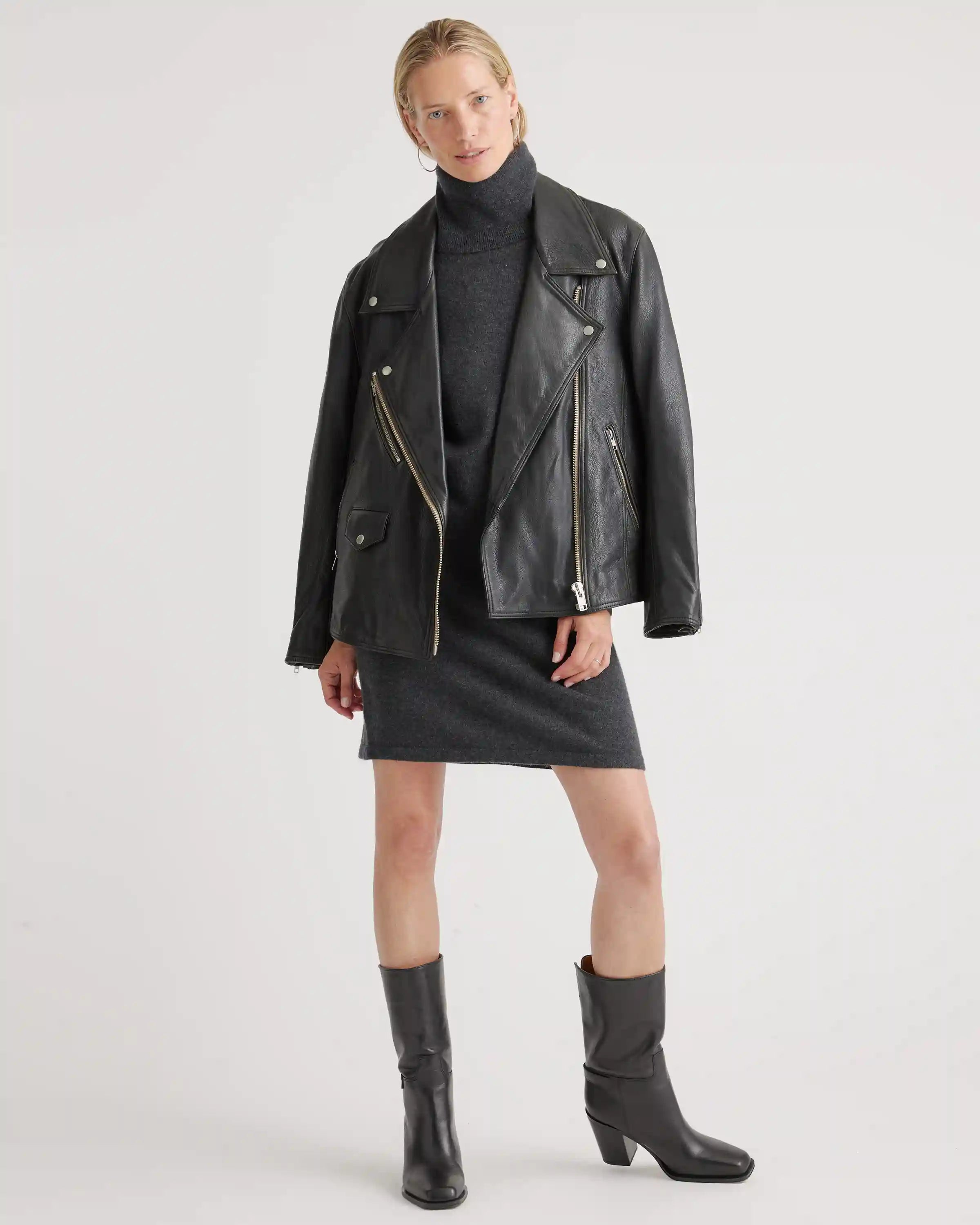 Mongolian Spring Cashmere Turtleneck Sweater Dress