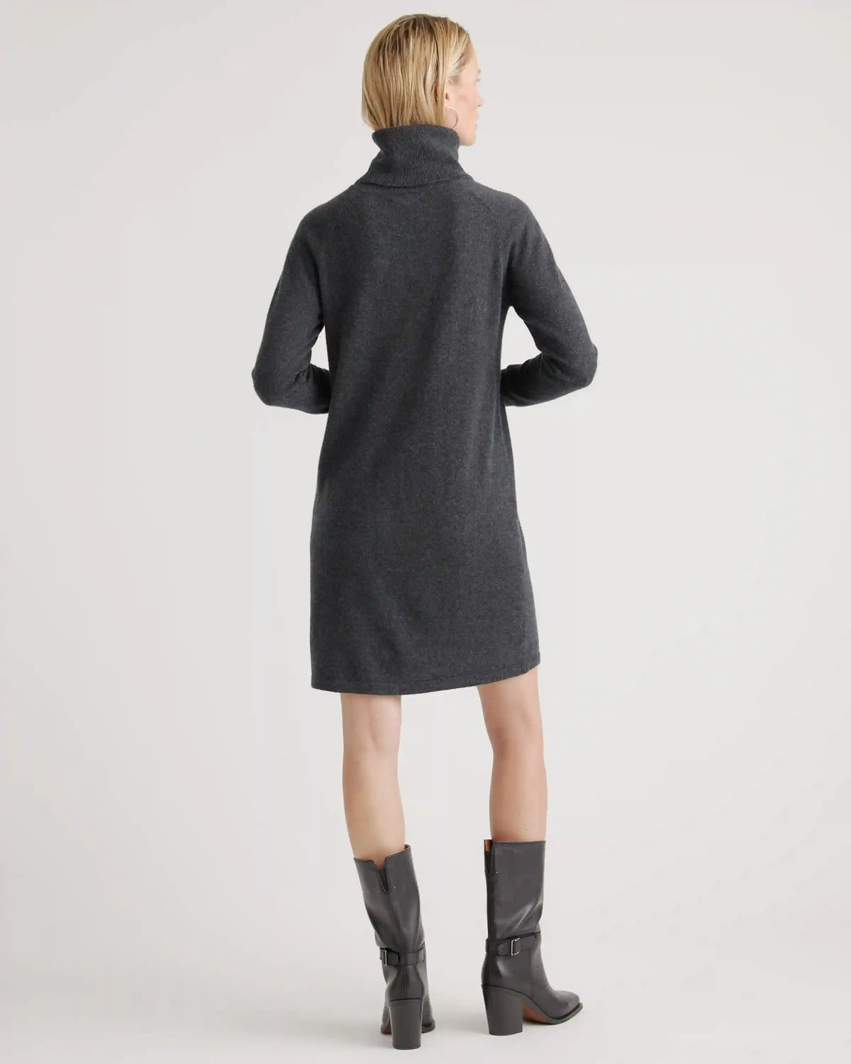 Mongolian Cashmere Turtleneck Sweater Dress