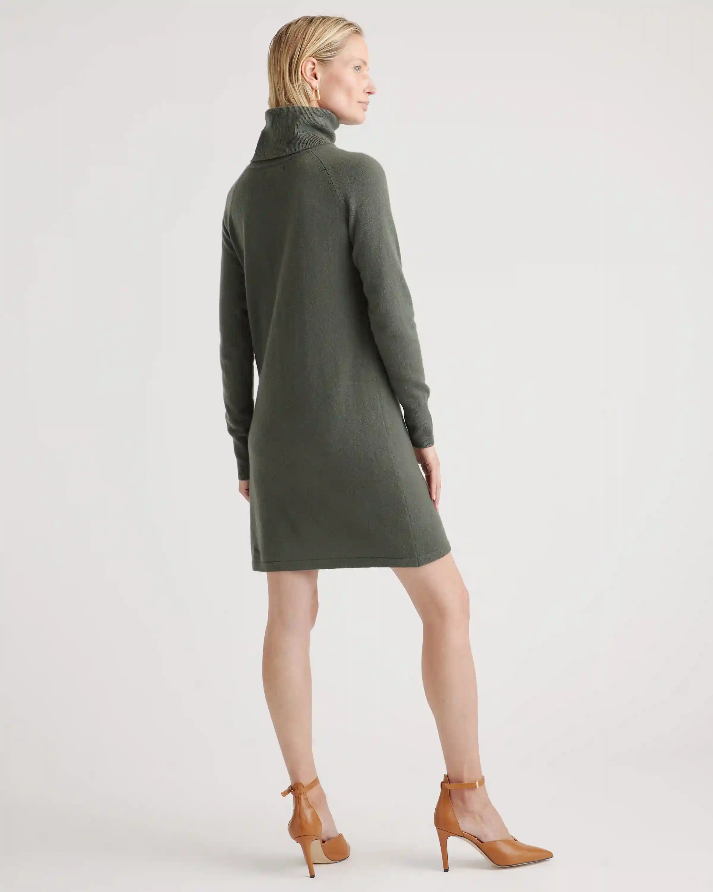 Mongolian Spring Cashmere Turtleneck Sweater Dress