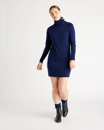 Mongolian Spring Cashmere Turtleneck Sweater Dress