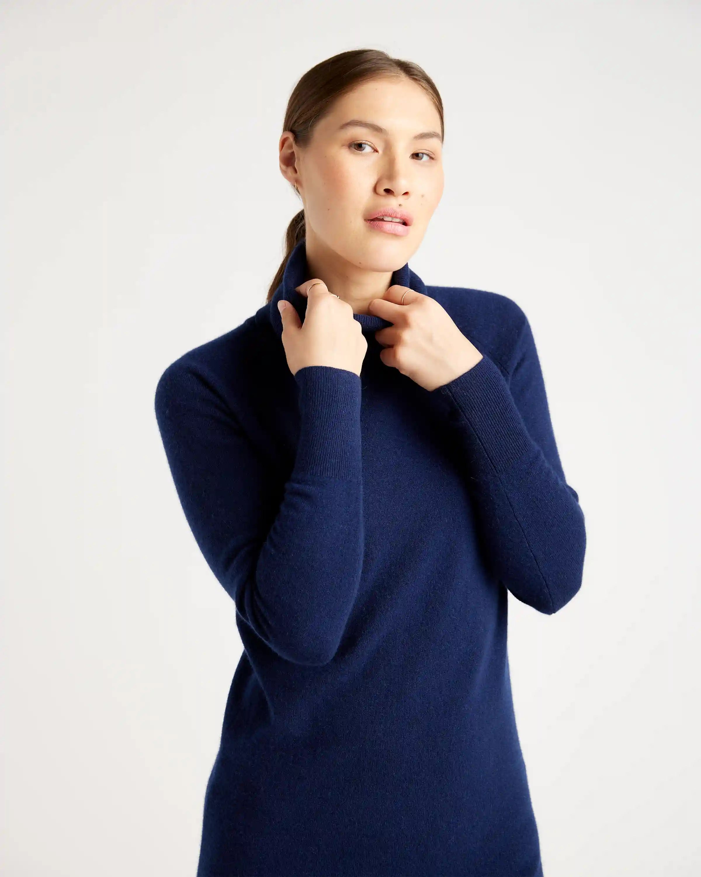 Mongolian Spring Cashmere Turtleneck Sweater Dress
