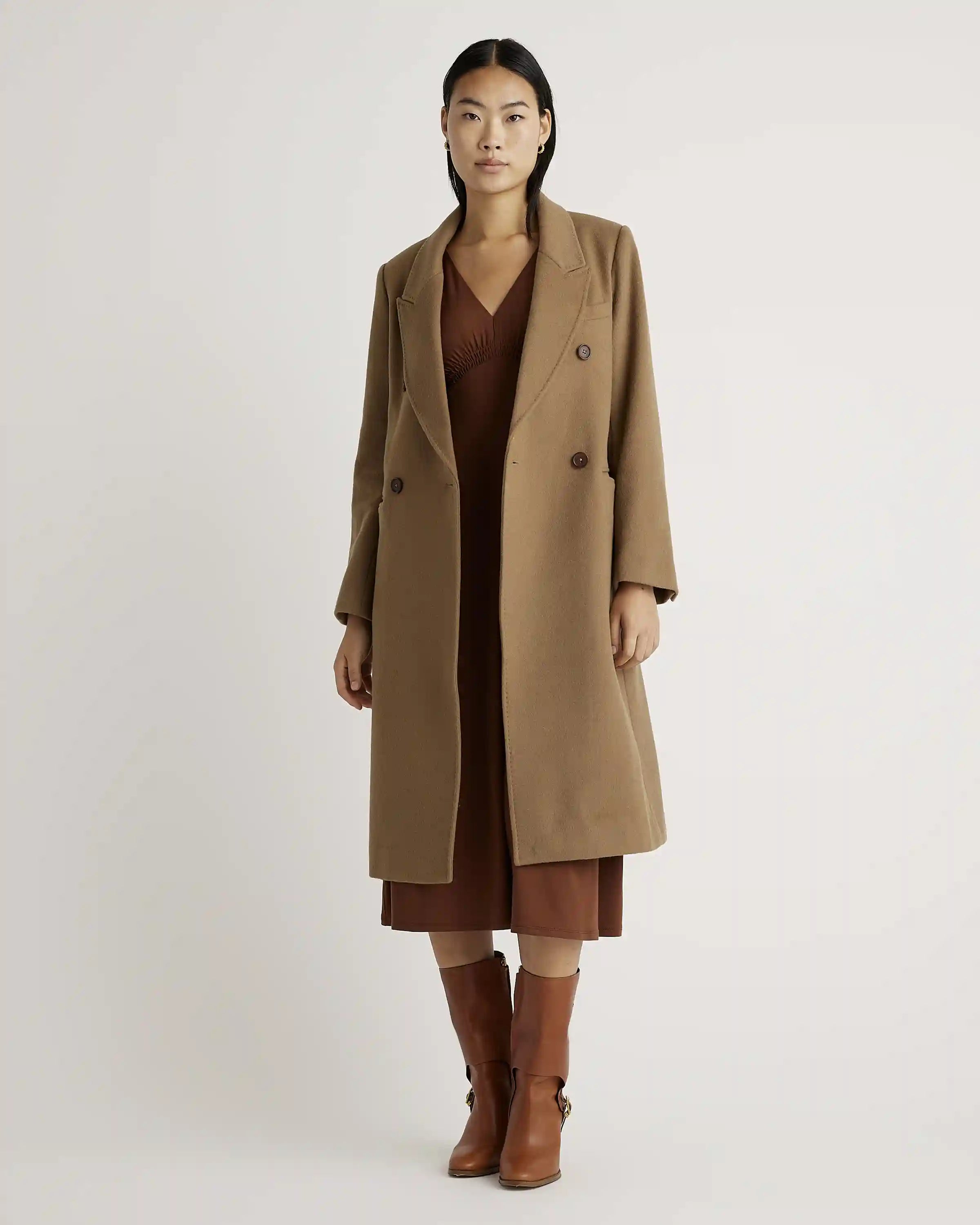 Tencel Jersey V-Neck Long Sleeve Midi Dress