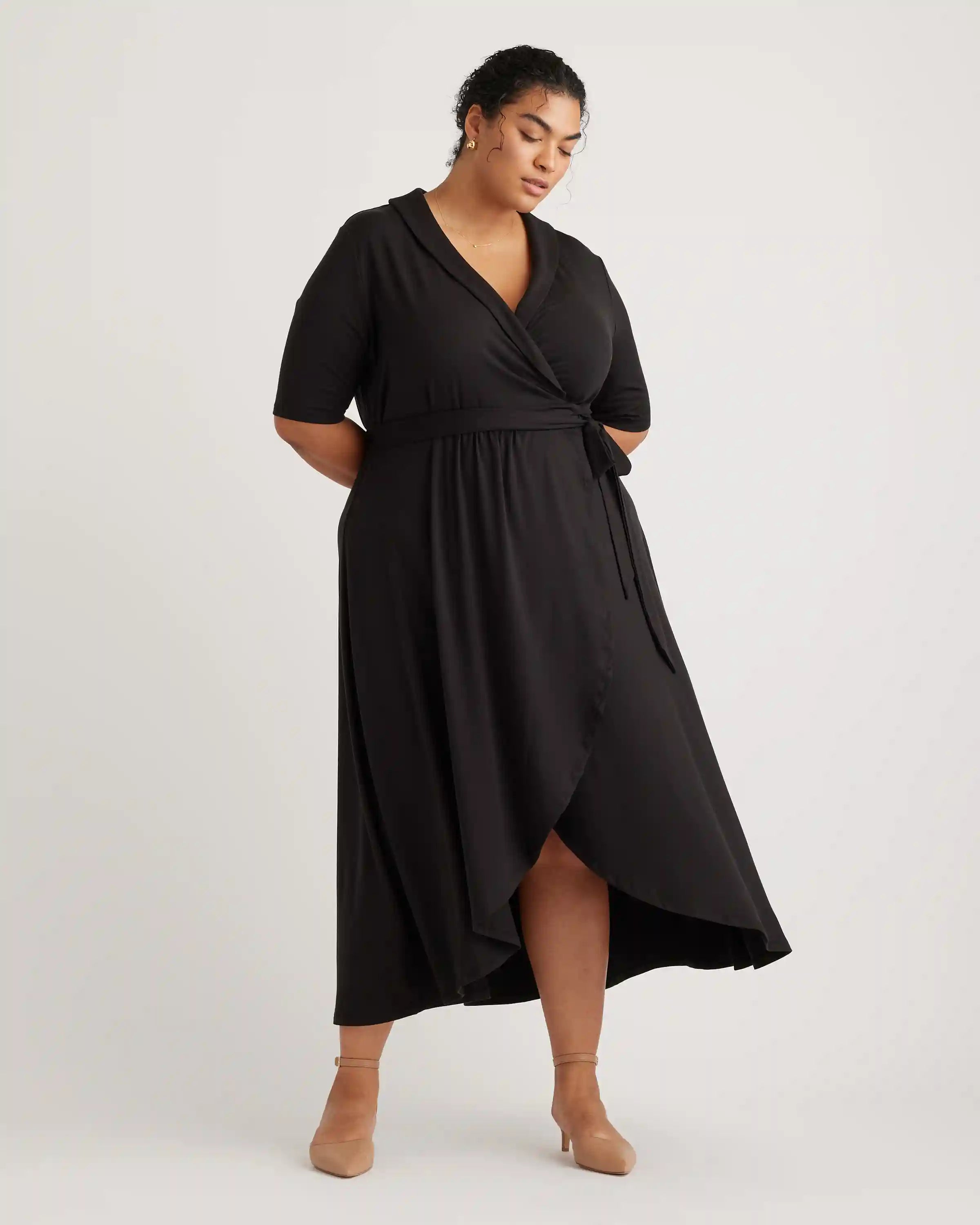 Tencel Jersey Midi Wrap Dress