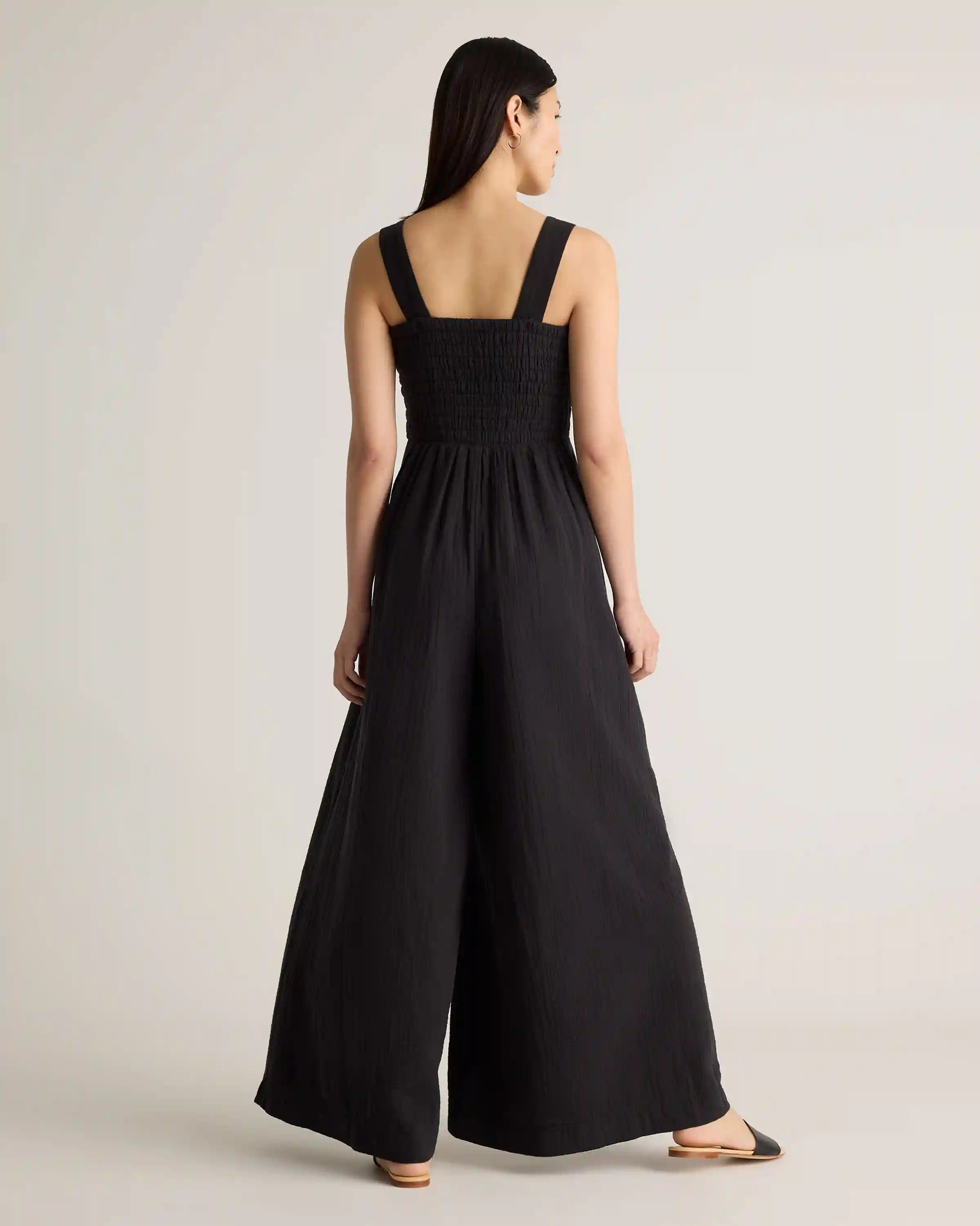 100% Organic Cotton Gauze Smocked Wide Leg Jumpsuit