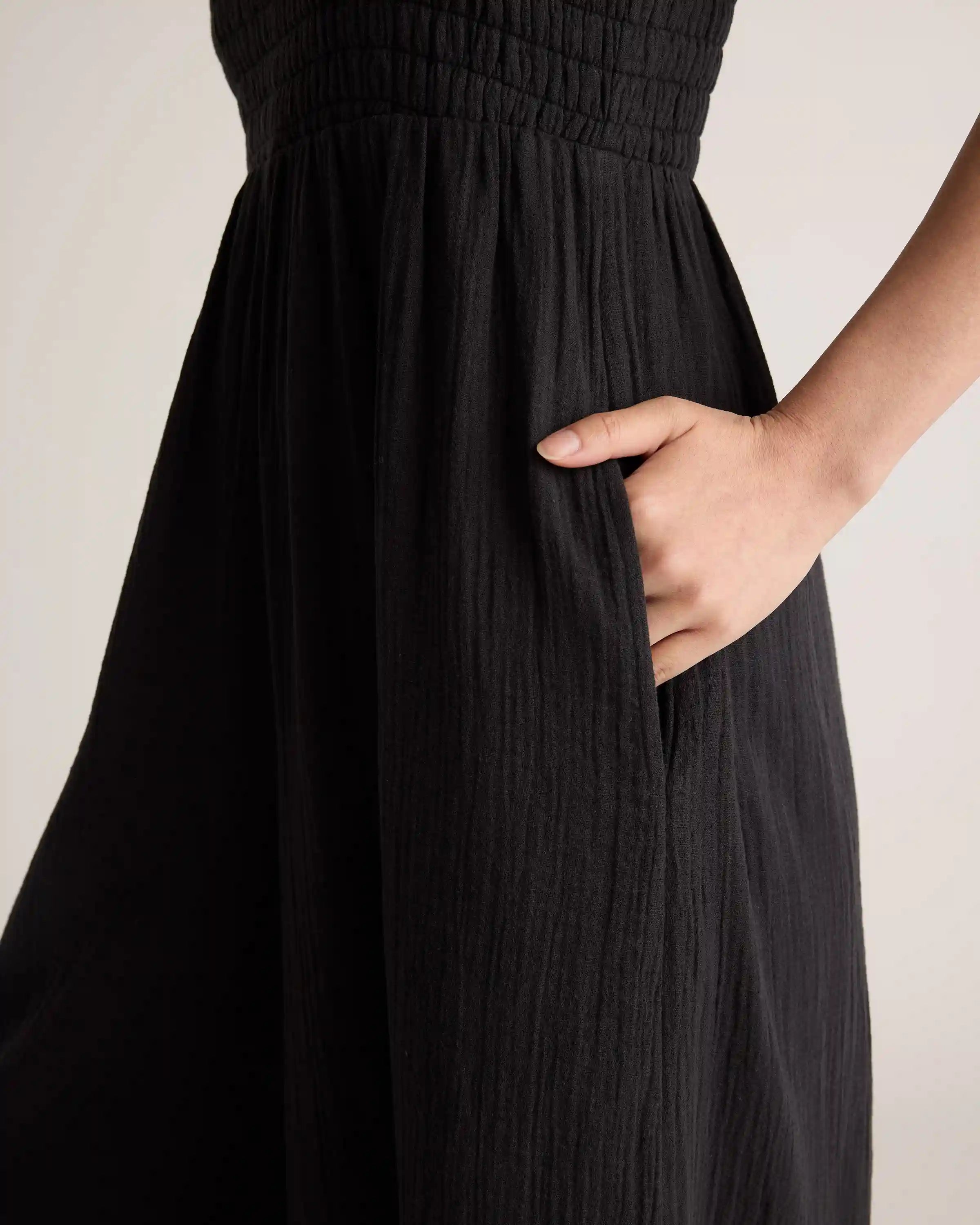 100% Organic Cotton Gauze Smocked Wide Leg Jumpsuit