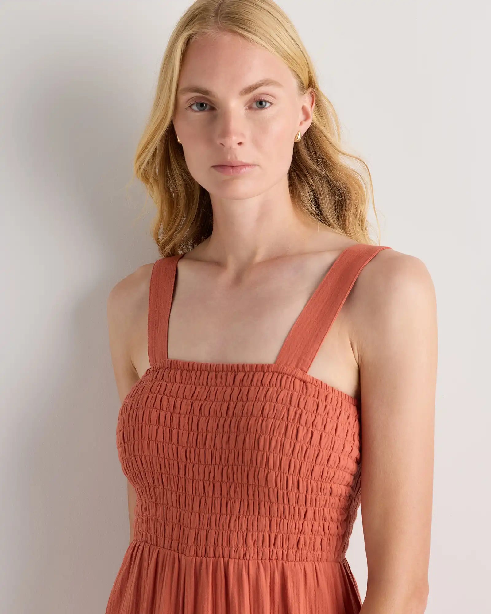 100% Organic Cotton Gauze Smocked Wide Leg Jumpsuit