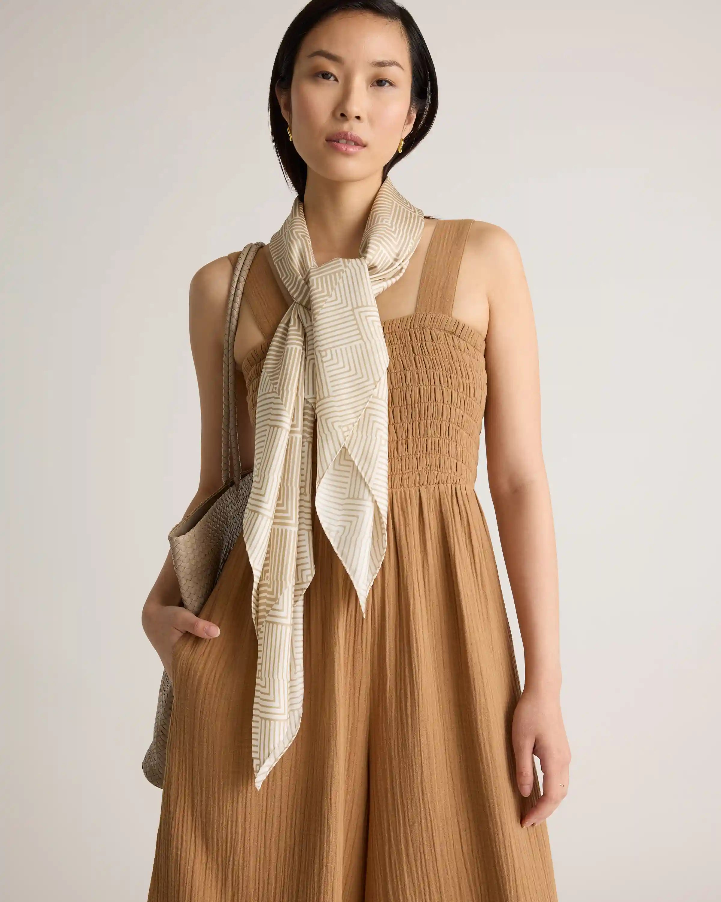 100% Organic Cotton Gauze Smocked Wide Leg Jumpsuit