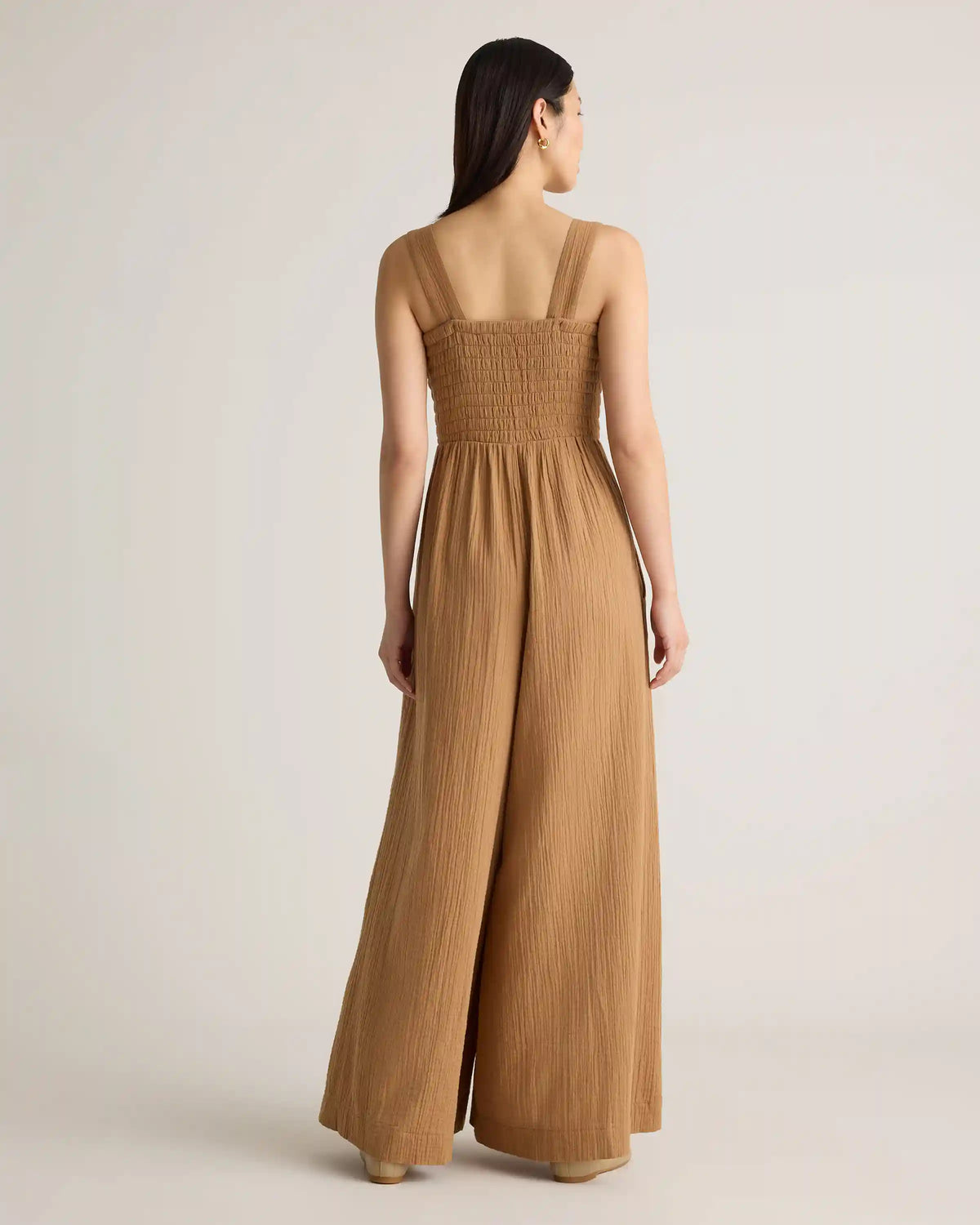 100% Organic Cotton Gauze Smocked Wide Leg Jumpsuit