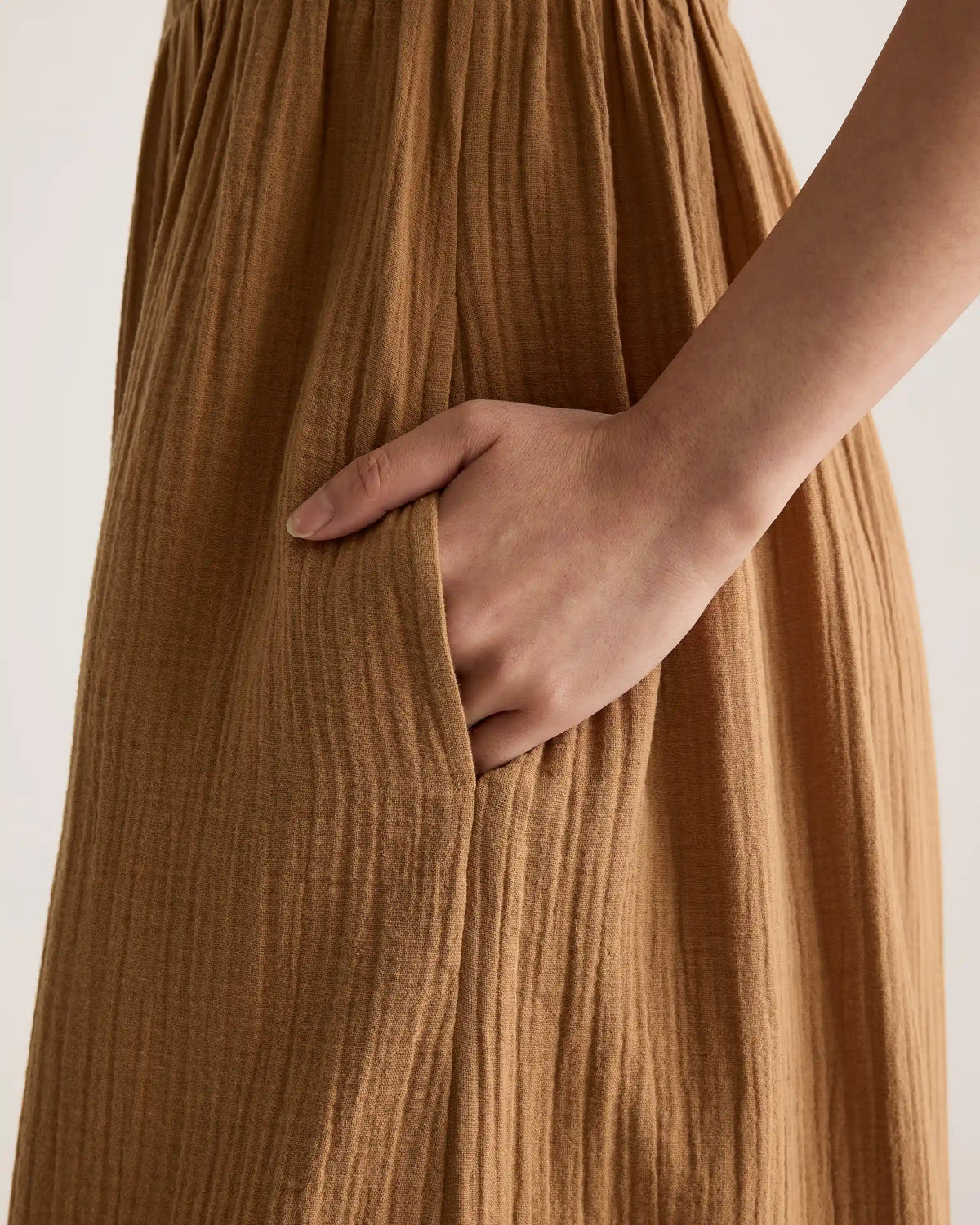 100% Organic Cotton Gauze Smocked Wide Leg Jumpsuit
