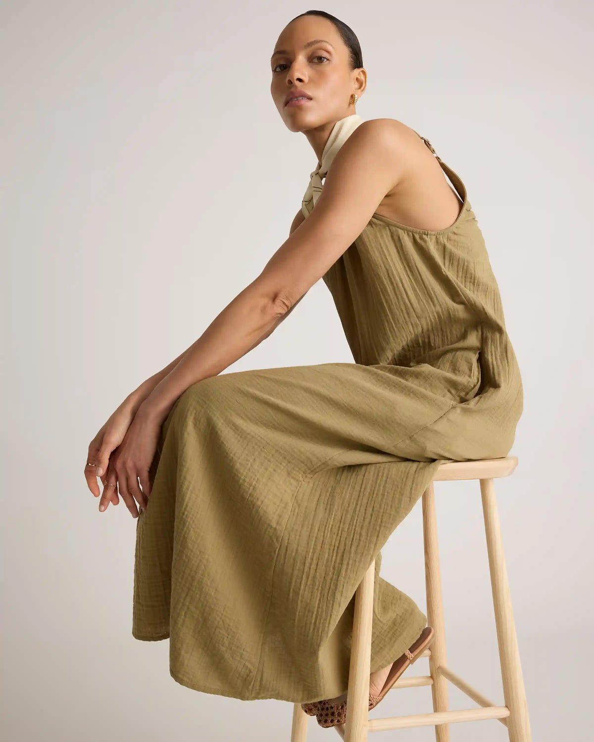 100% Organic Cotton Gauze Sleeveless Maxi Dress