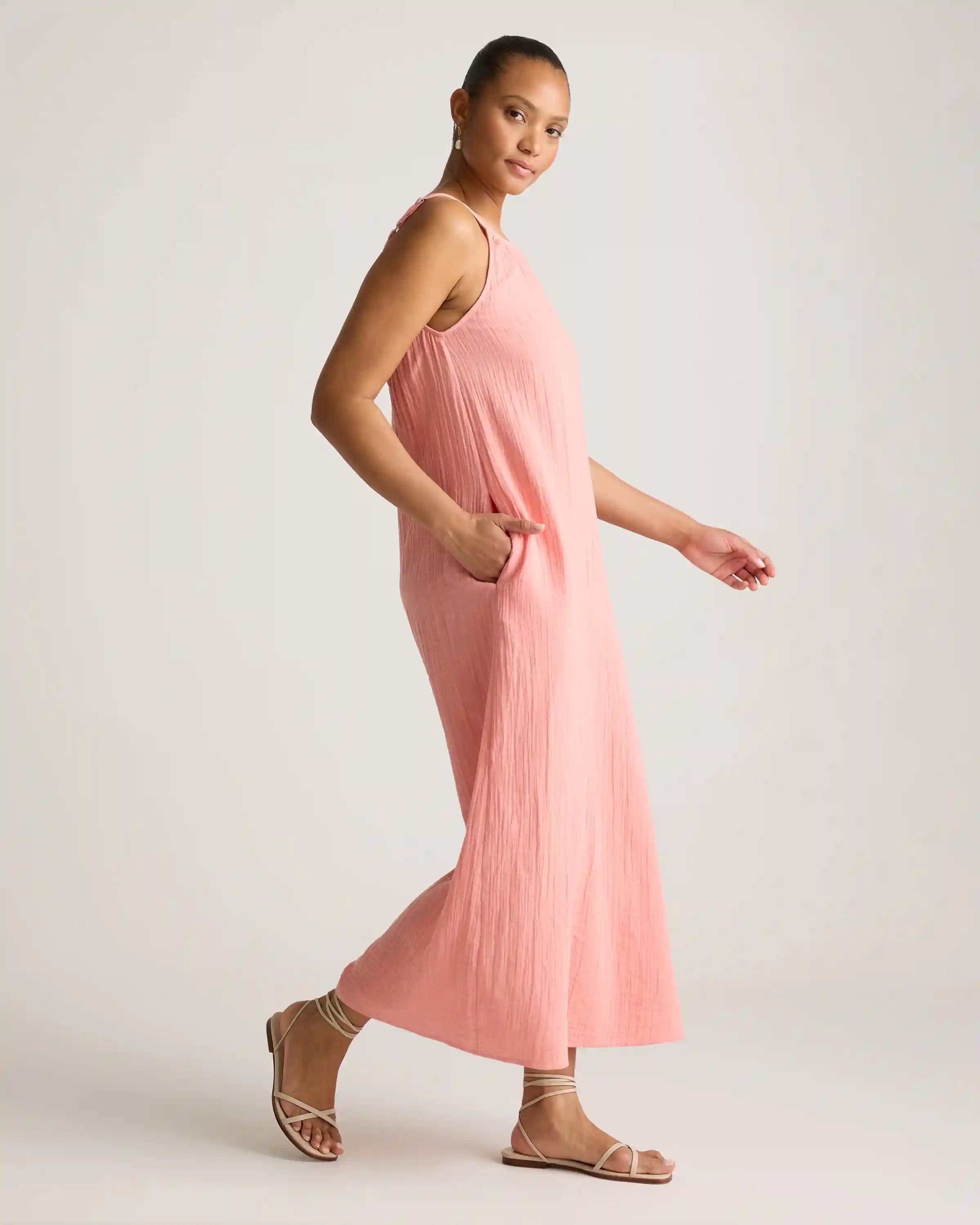 100% Organic Cotton Gauze Sleeveless Maxi Dress