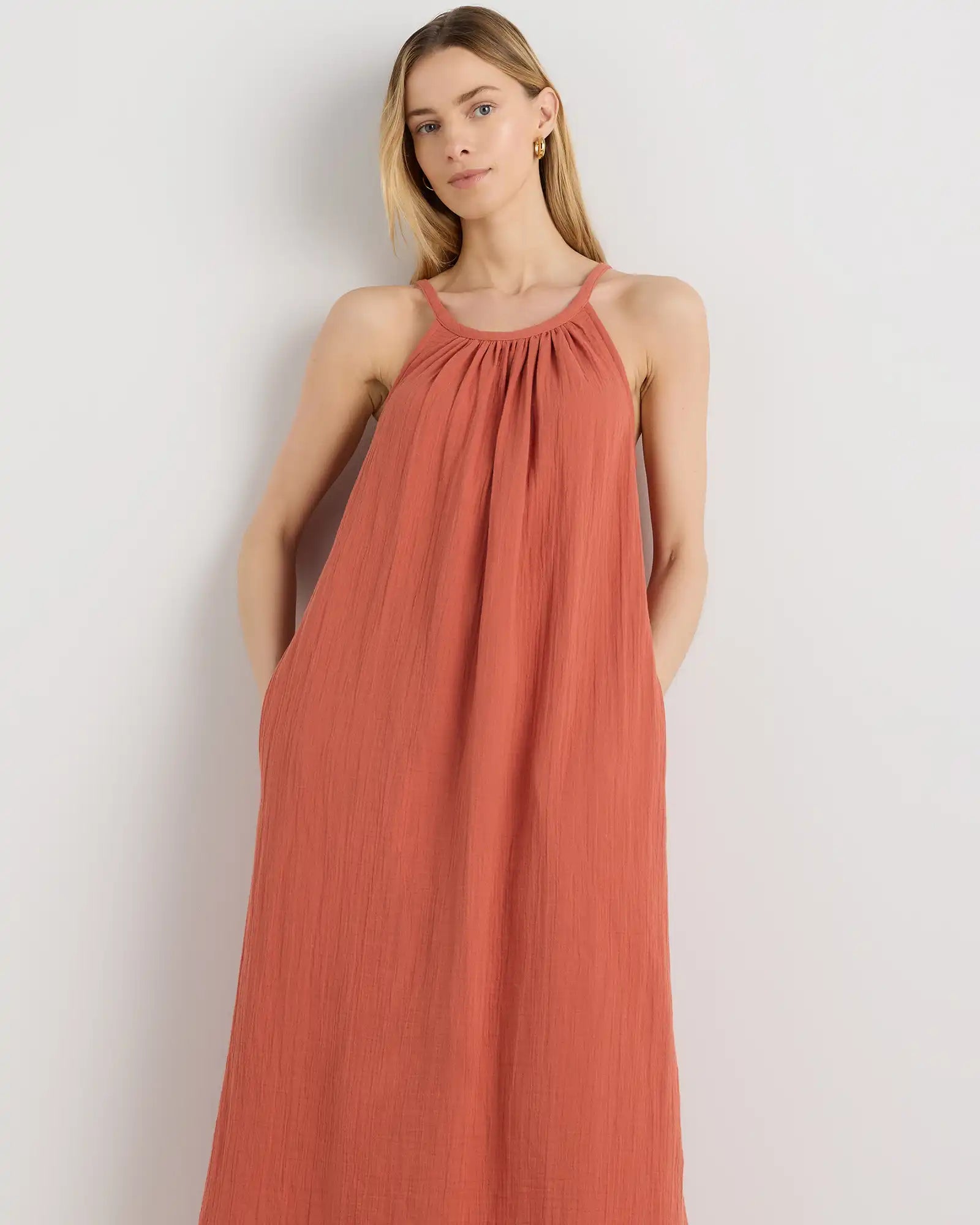 100% Organic Cotton Gauze Sleeveless Maxi Dress