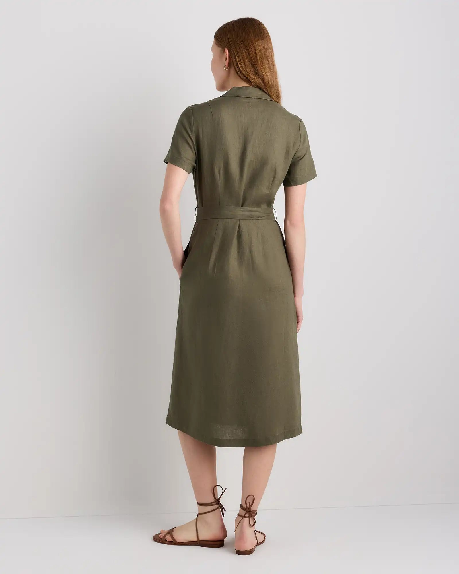 100% European Linen Button Front Dress