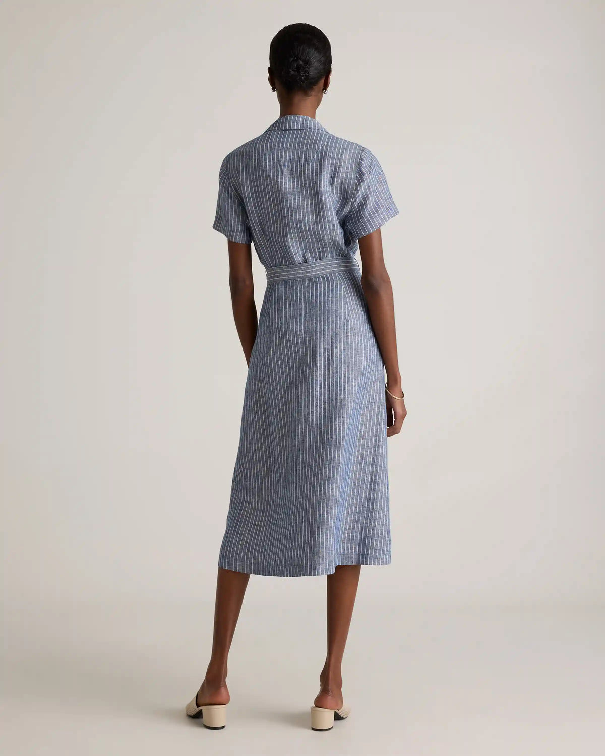 100% European Linen Button Front Dress