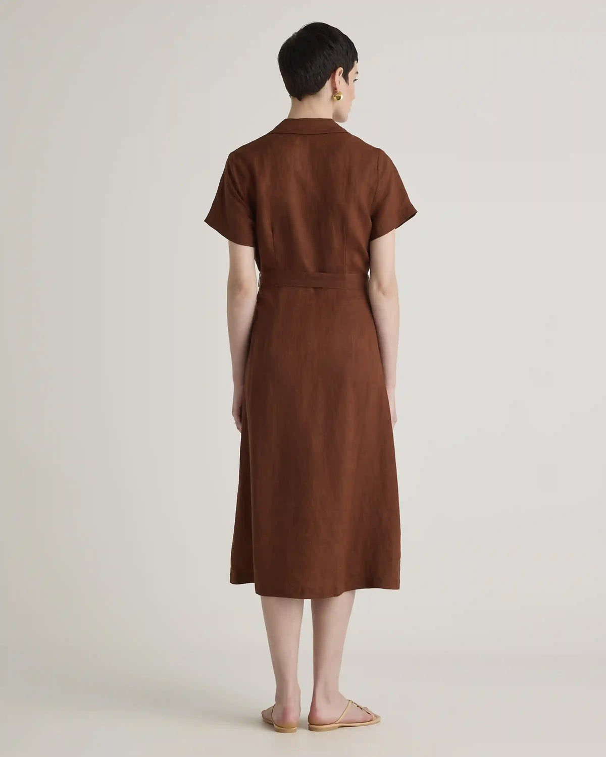100% European Linen Button Front Dress