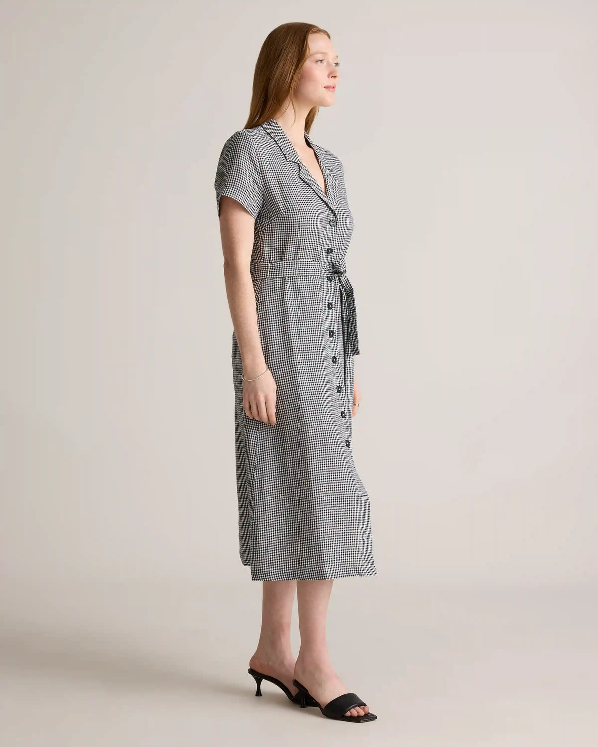 100% European Linen Button Front Dress