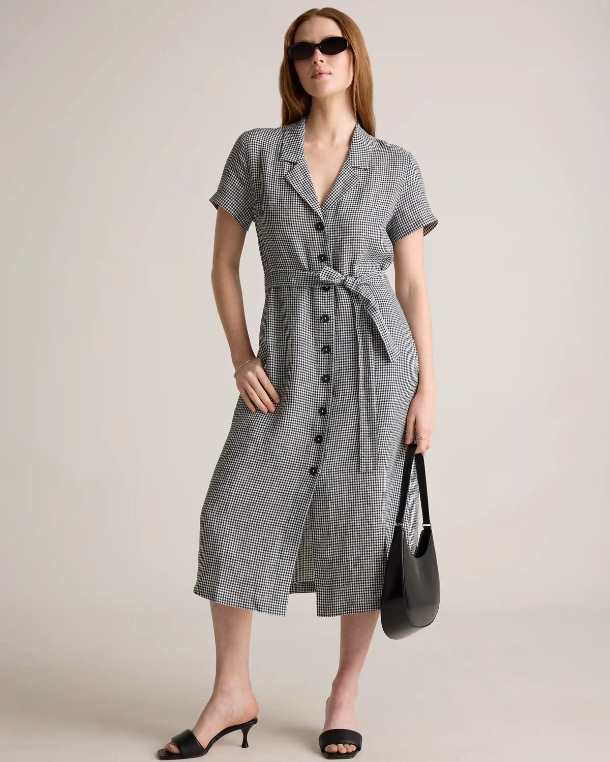 100% European Linen Button Front Dress