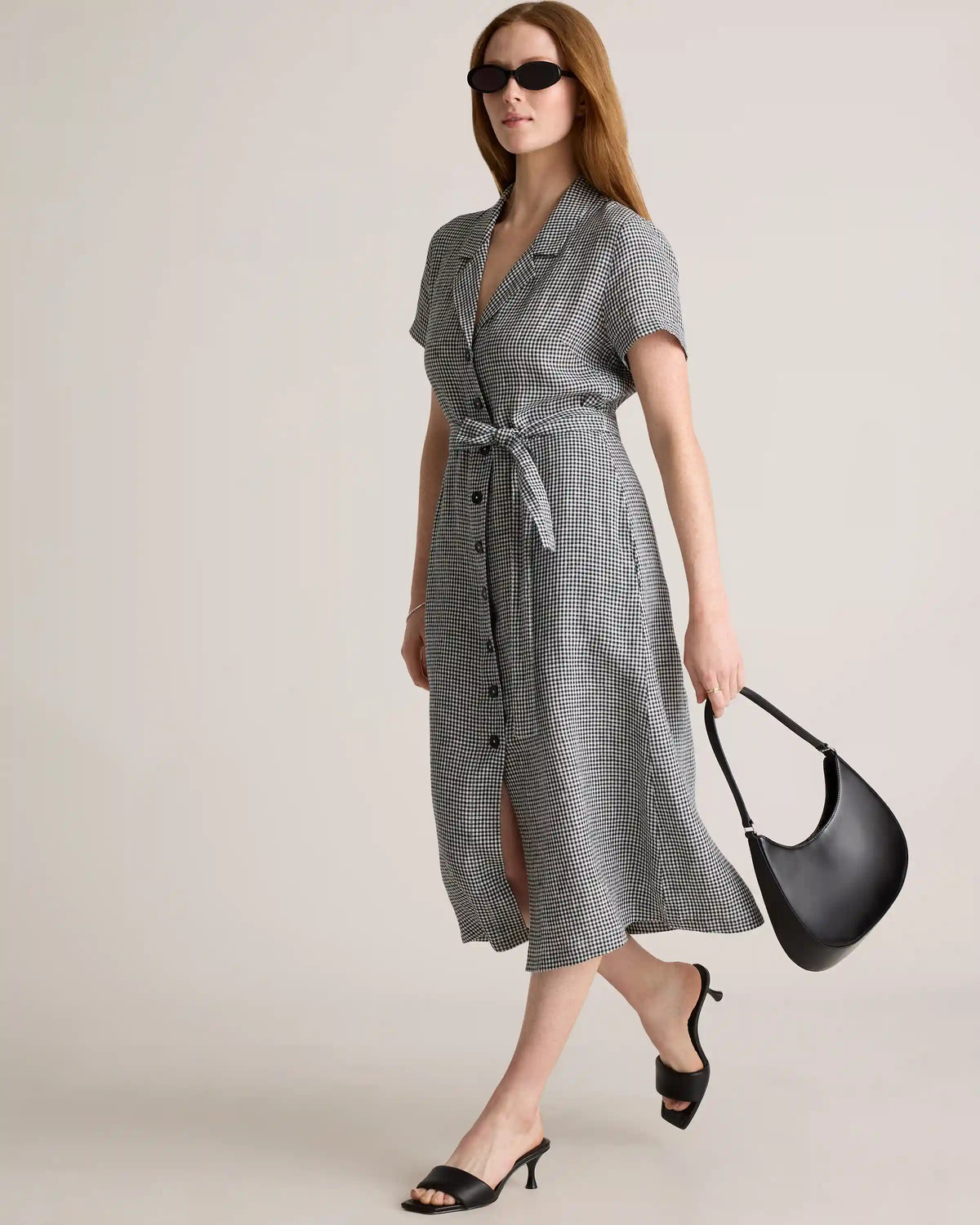 100% European Linen Button Front Dress