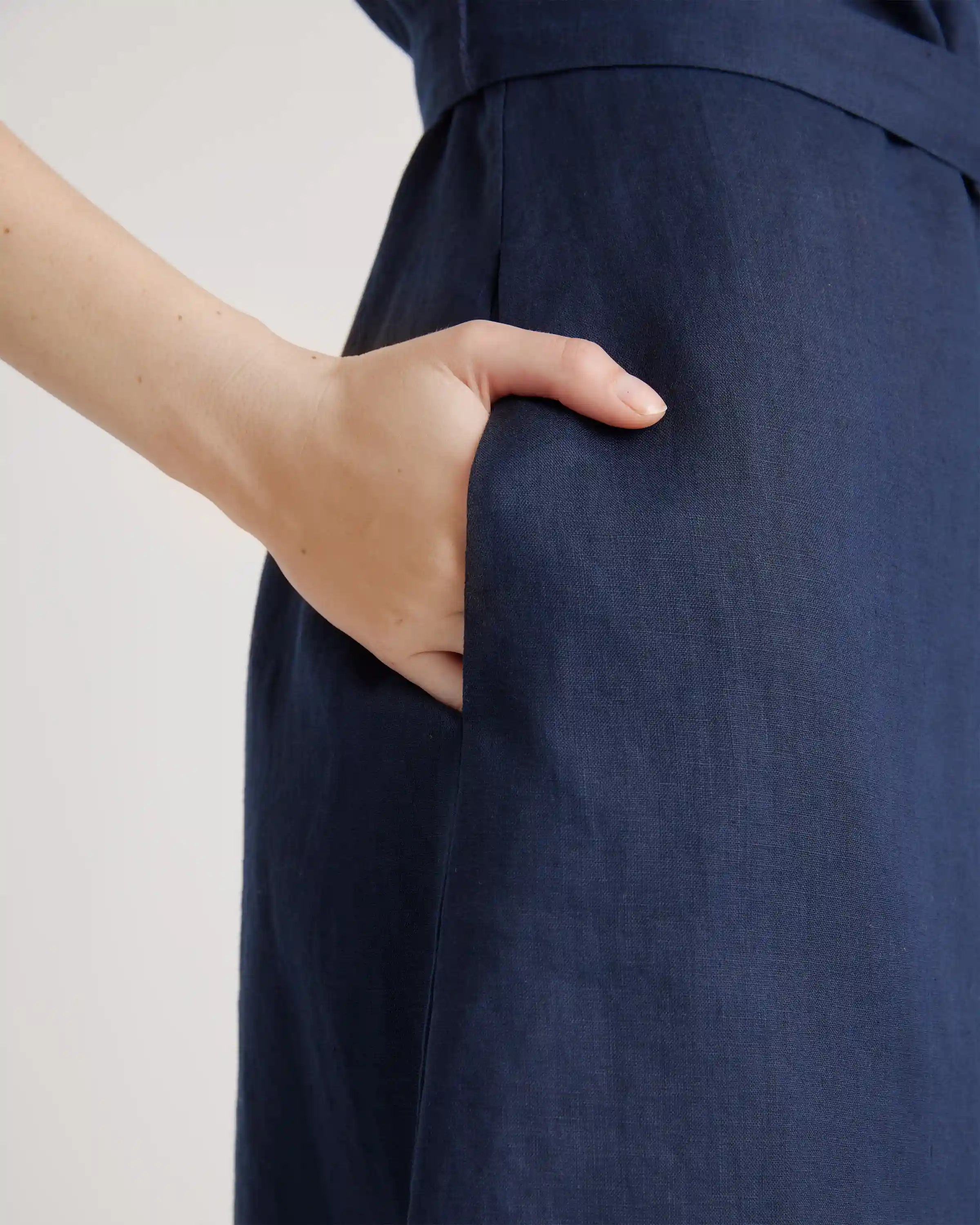 100% European Linen Button Front Dress